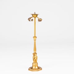 Gilded French table lamp with putti.