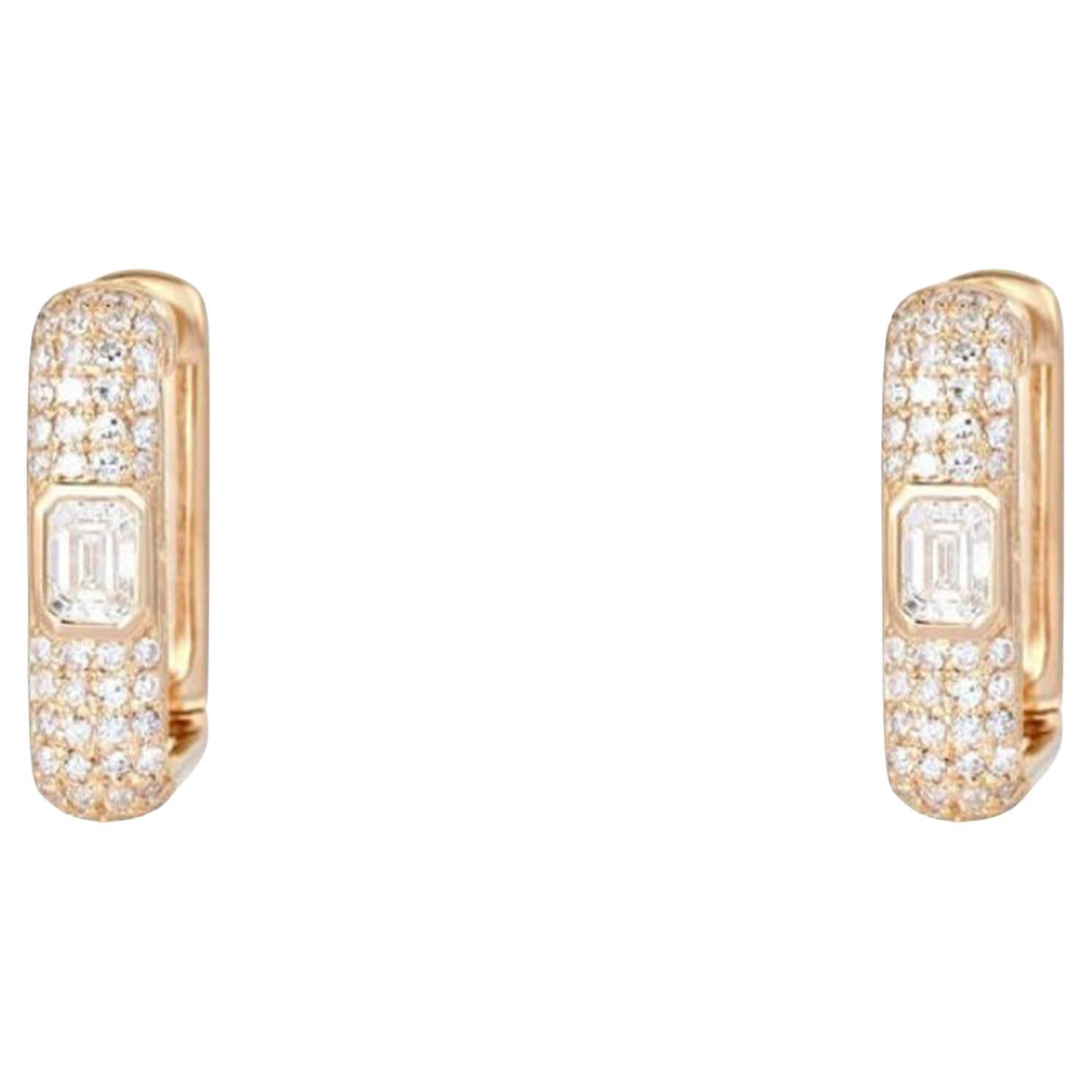 Gilded Glint 18K Yellow Gold Pave Diamond Huggies Earrings