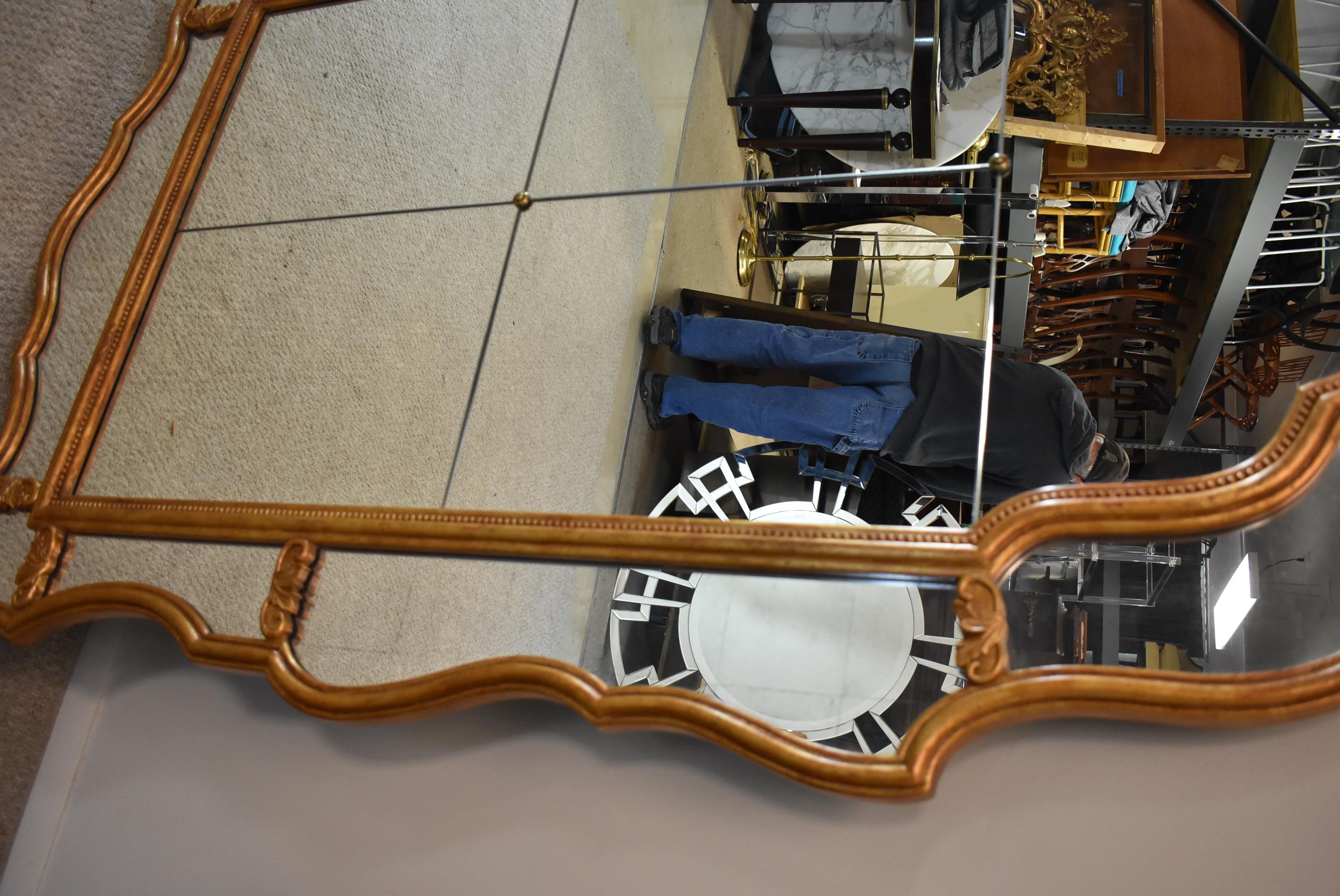 North American Gilded Gold Wood Floor Mirror by John Richard For Sale