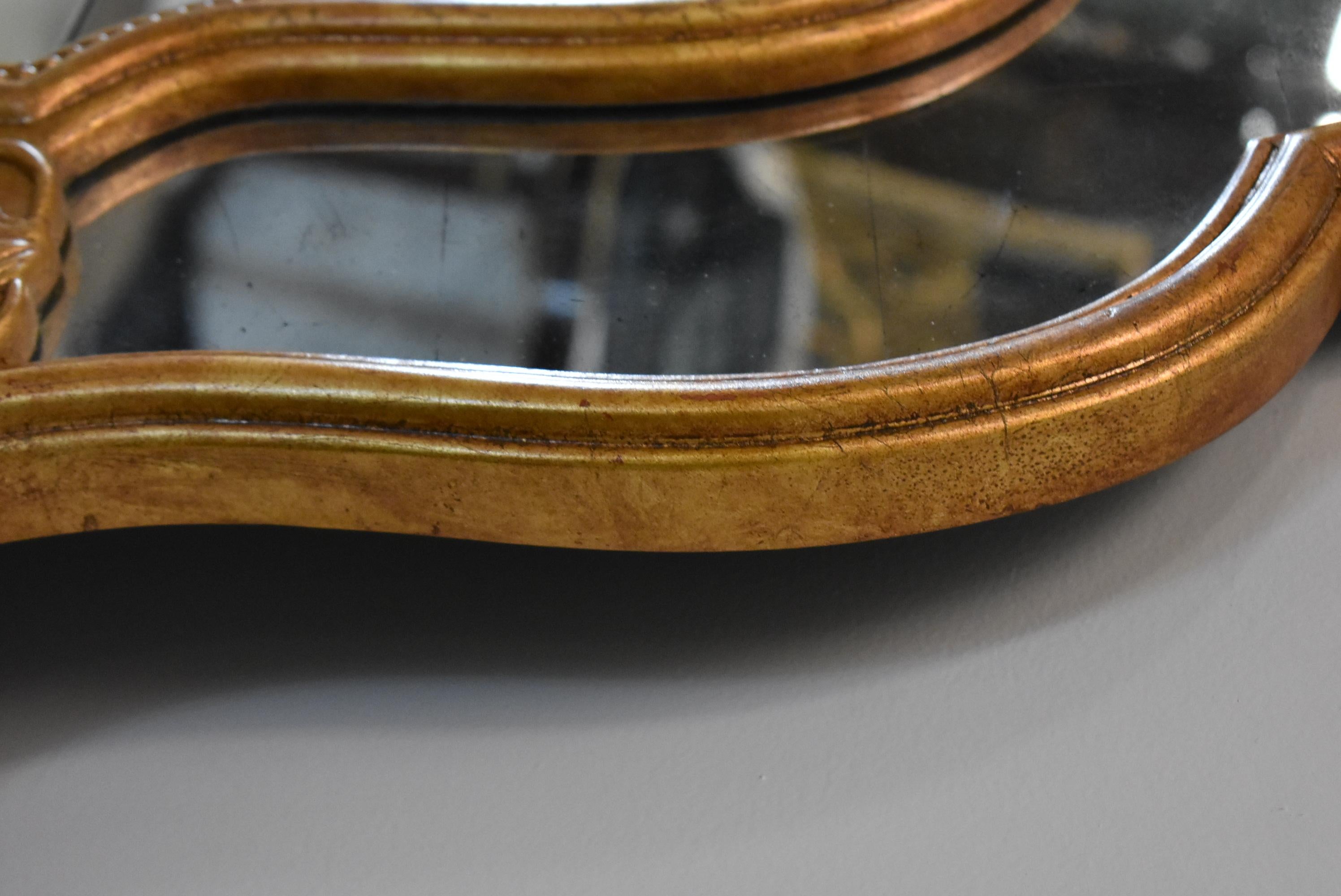 Gilded Gold Wood Floor Mirror by John Richard In Good Condition For Sale In Toledo, OH