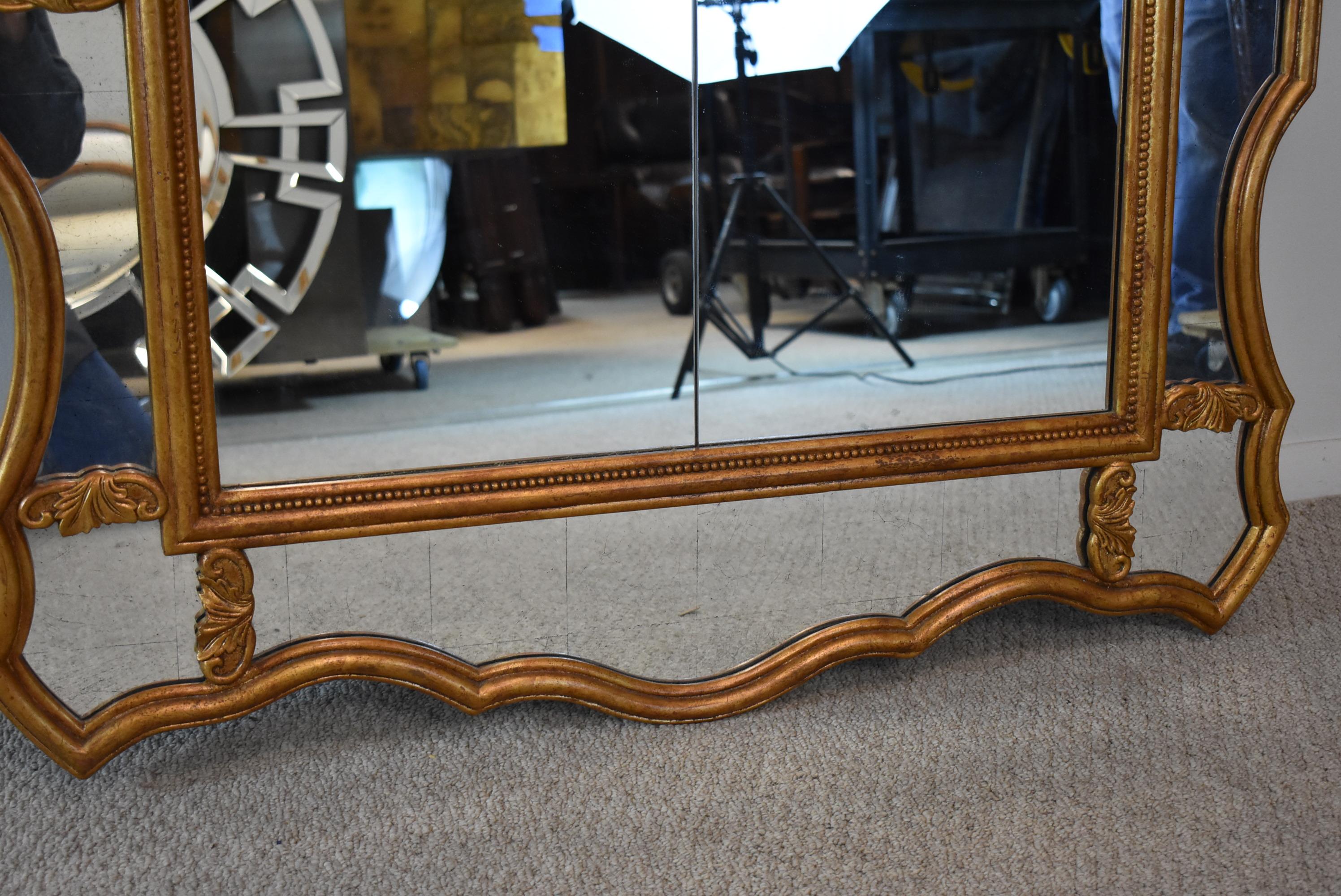 20th Century Gilded Gold Wood Floor Mirror by John Richard For Sale