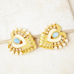 Gilded "Heart of Hollywood" Oversized Statement Earrings By Elizabeth Taylor