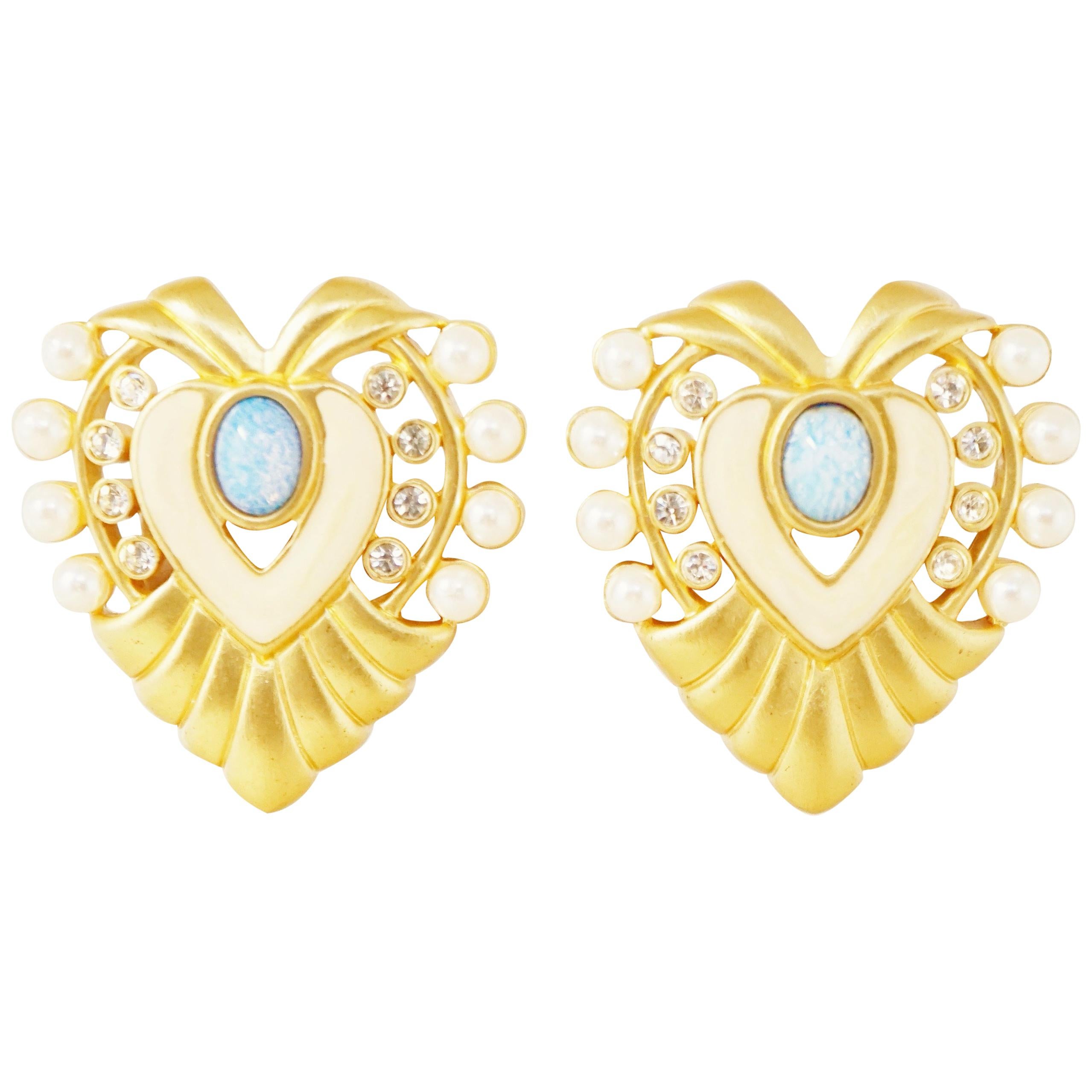 Gilded "Heart of Hollywood" Oversized Statement Earrings By Elizabeth Taylor