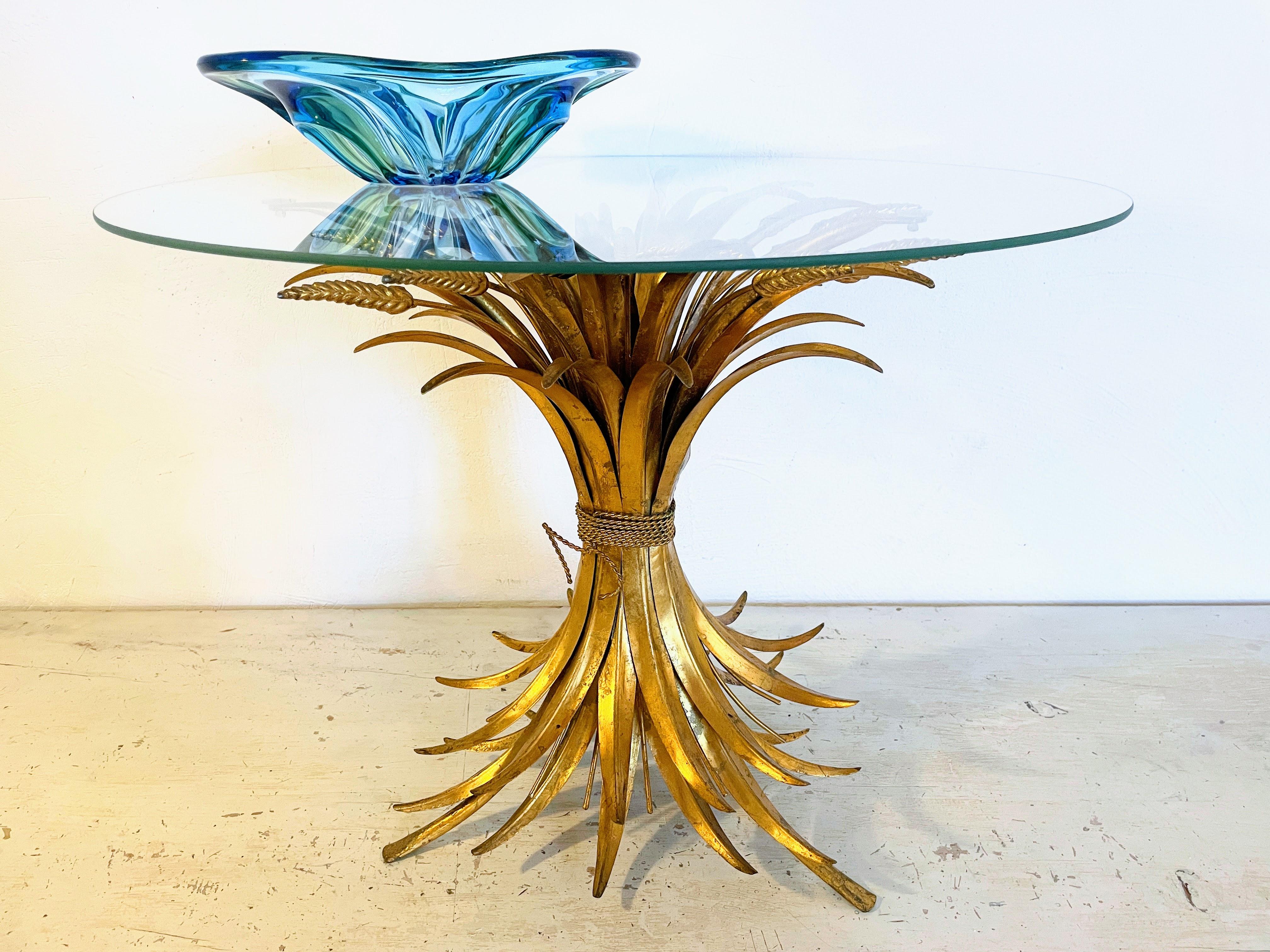 Gilded Hollywood Regency Ears of Wheat Coffee Table in Coco Chanel Style, 1960s 6