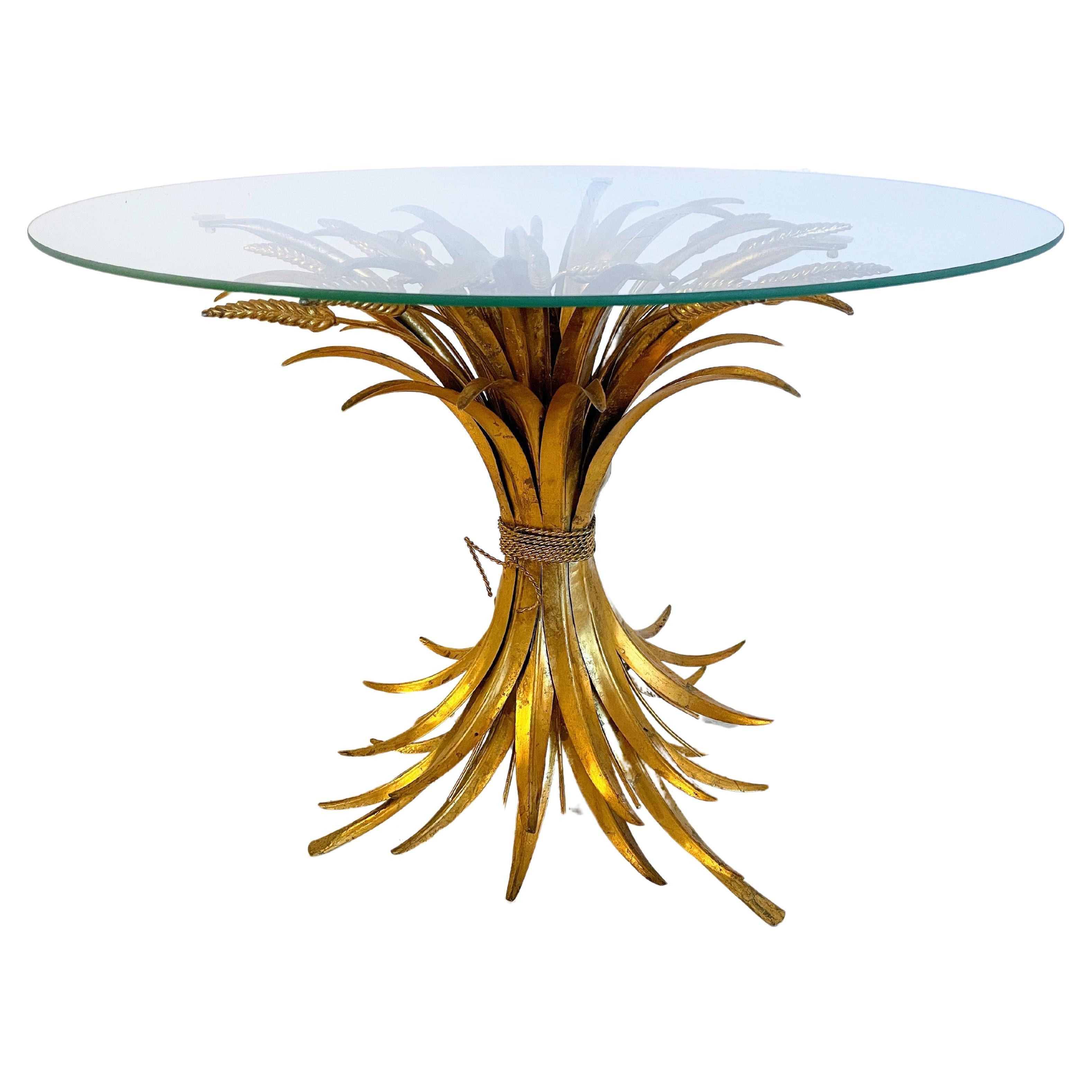 Gilded Hollywood Regency Ears of Wheat Coffee Table in Coco Chanel Style, 1960s