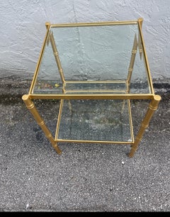 Gilded Hollywood Regency Style Faux Bamboo Iron Table