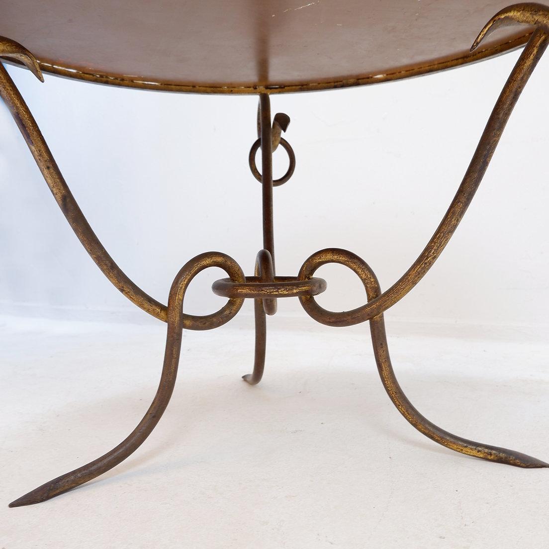 Gilded Iron Coffee Table by René Drouet - 1940s For Sale 3