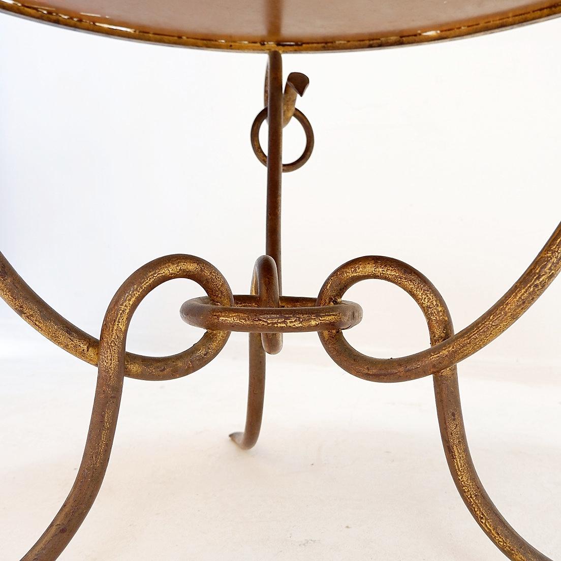 Gilded Iron Coffee Table by René Drouet - 1940s For Sale 6