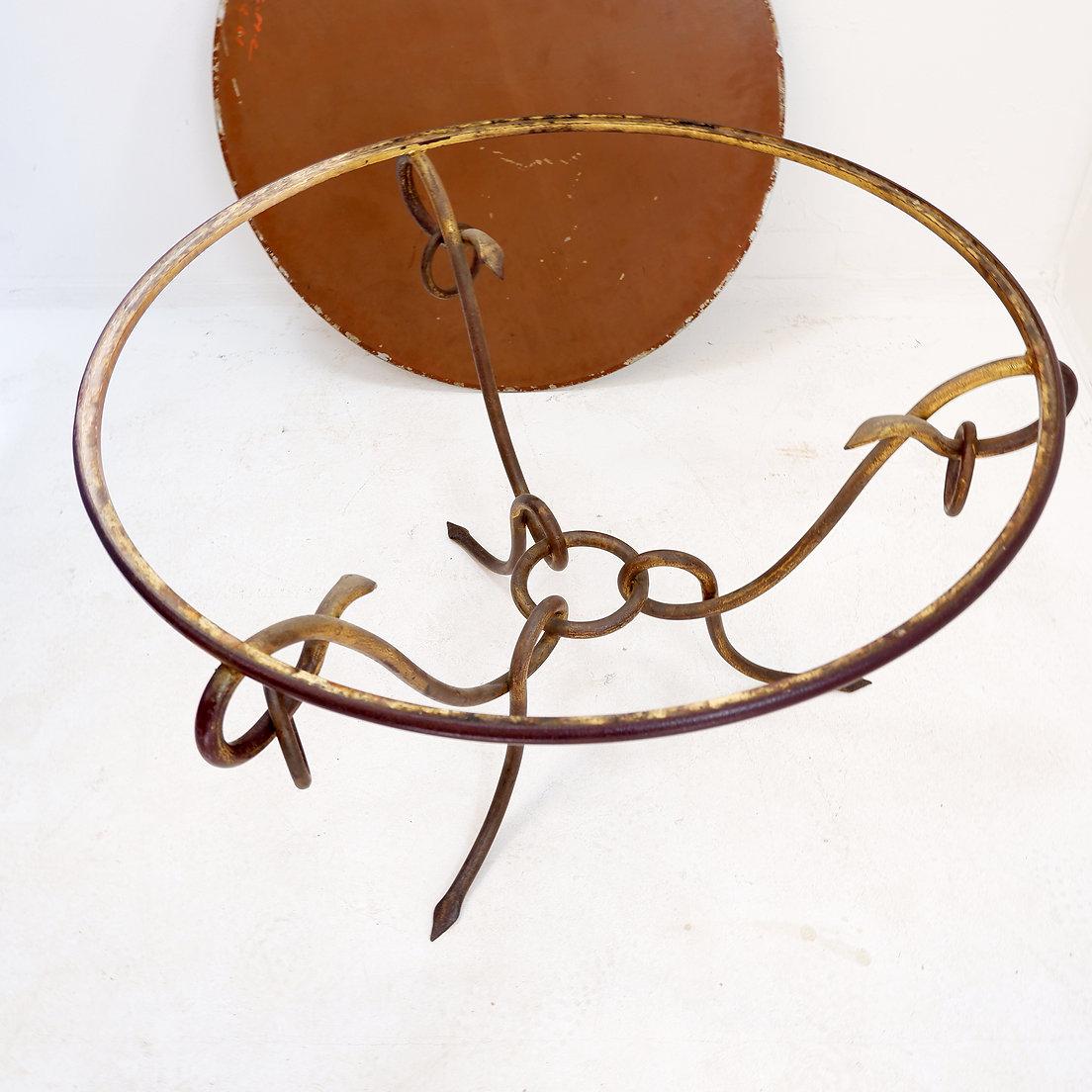 Gilded Iron Coffee Table by René Drouet - 1940s For Sale 1