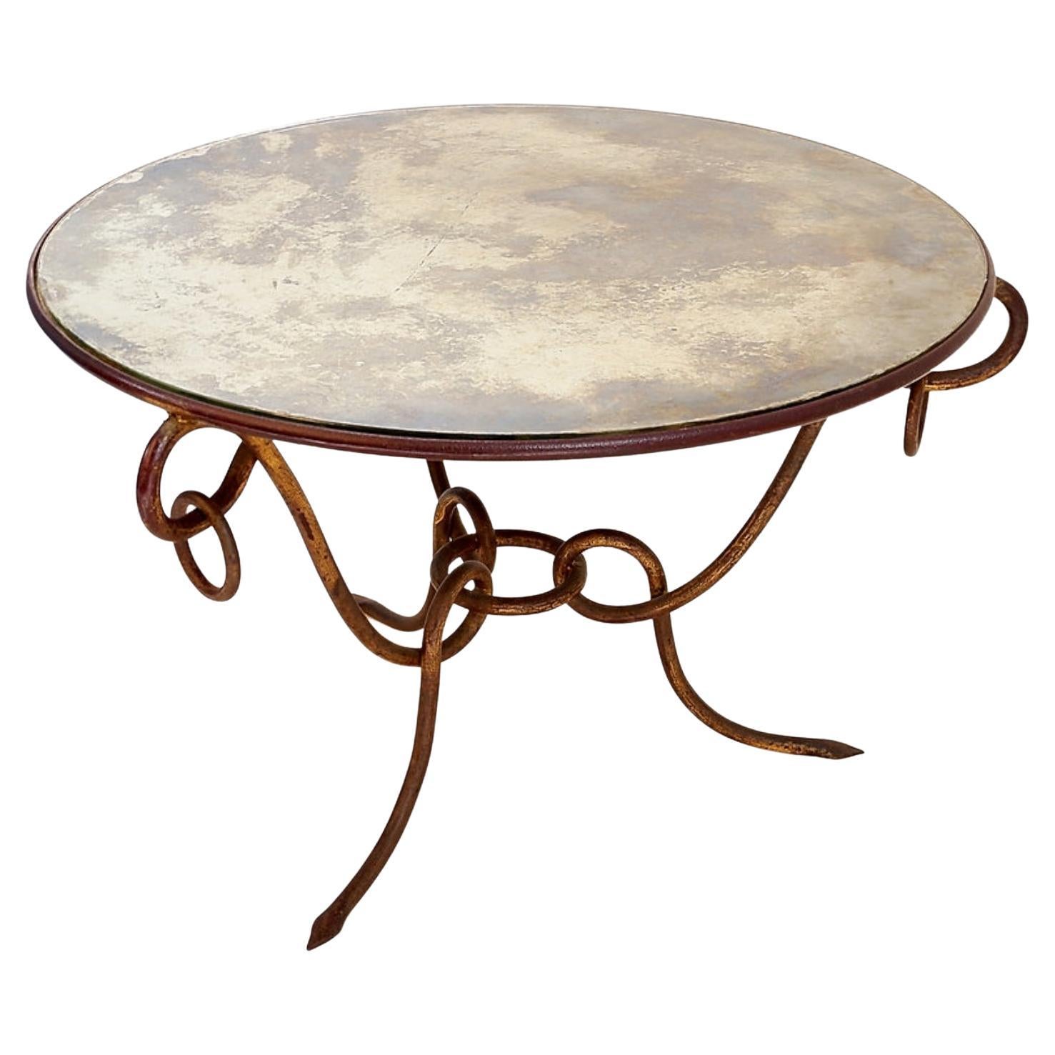 Gilded Iron Coffee Table by René Drouet - 1940s