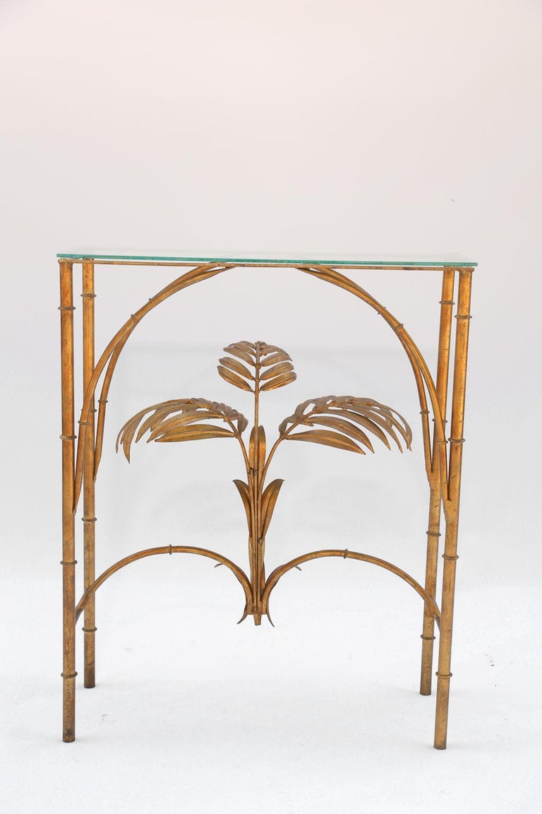 Gilded Iron Palm Tree Console Table at 1stDibs