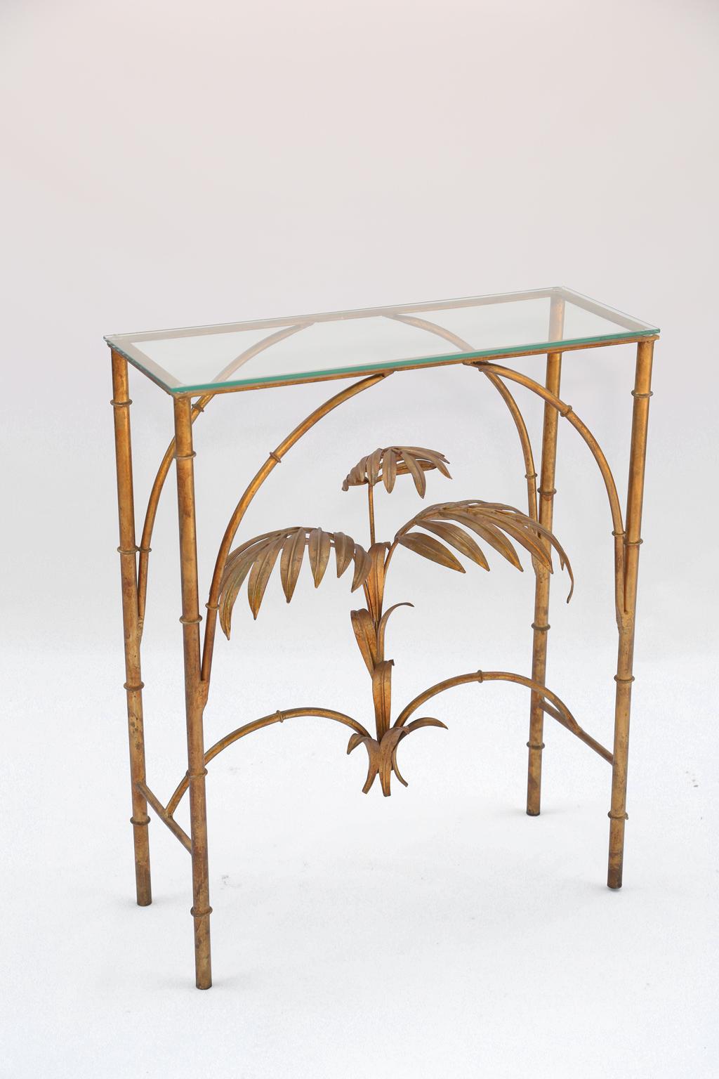 Gilt Gilded Iron Palm Tree Console Table