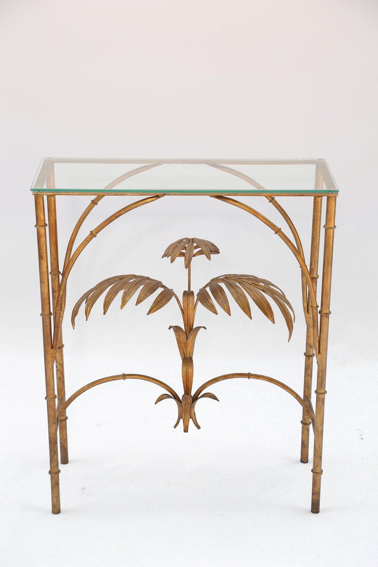 Gilded Iron Palm Tree Console Table at 1stDibs
