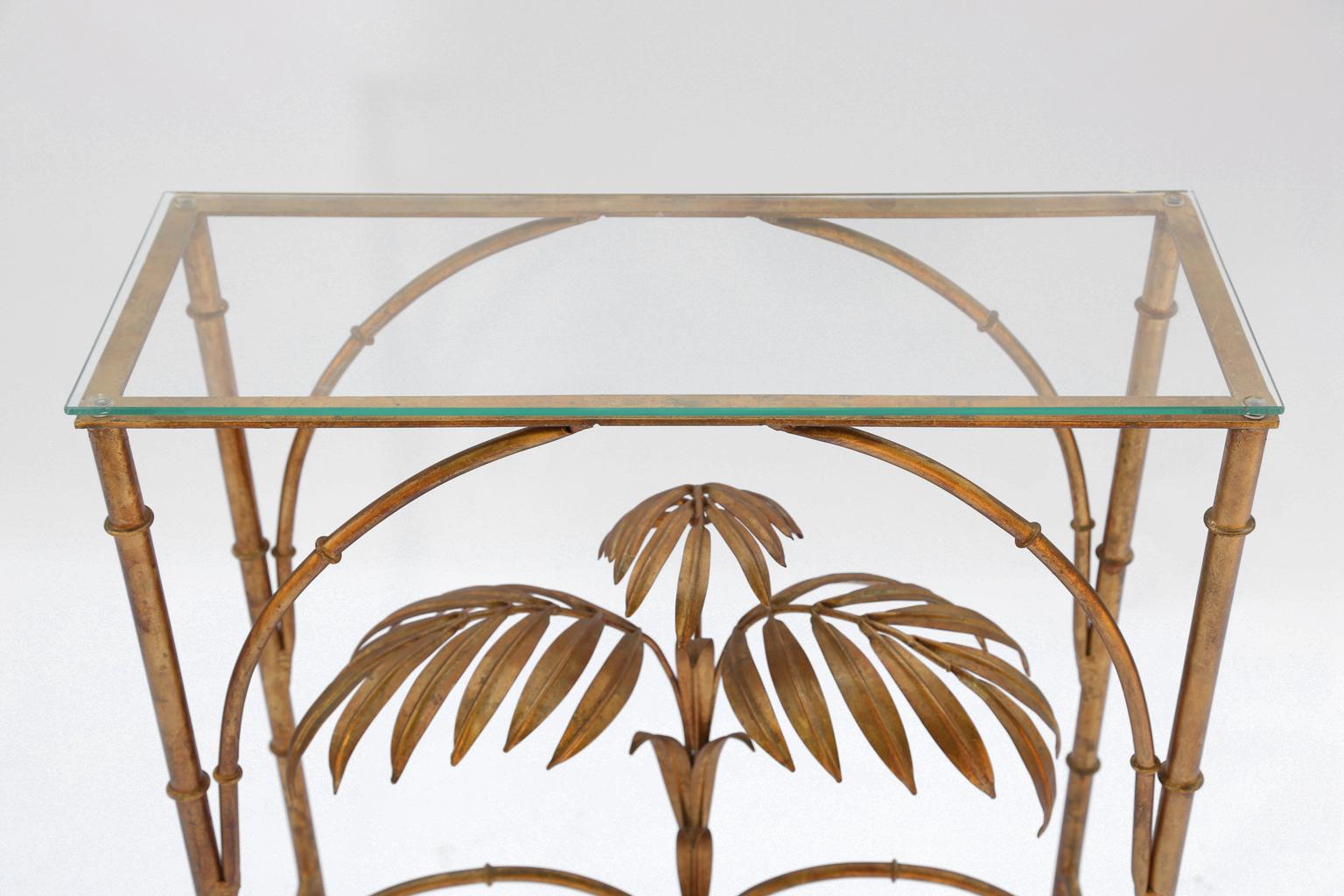 Metal Gilded Iron Palm Tree Console Table