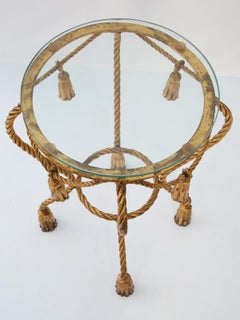 Gilded-Iron Rope and Tassel Accent Table