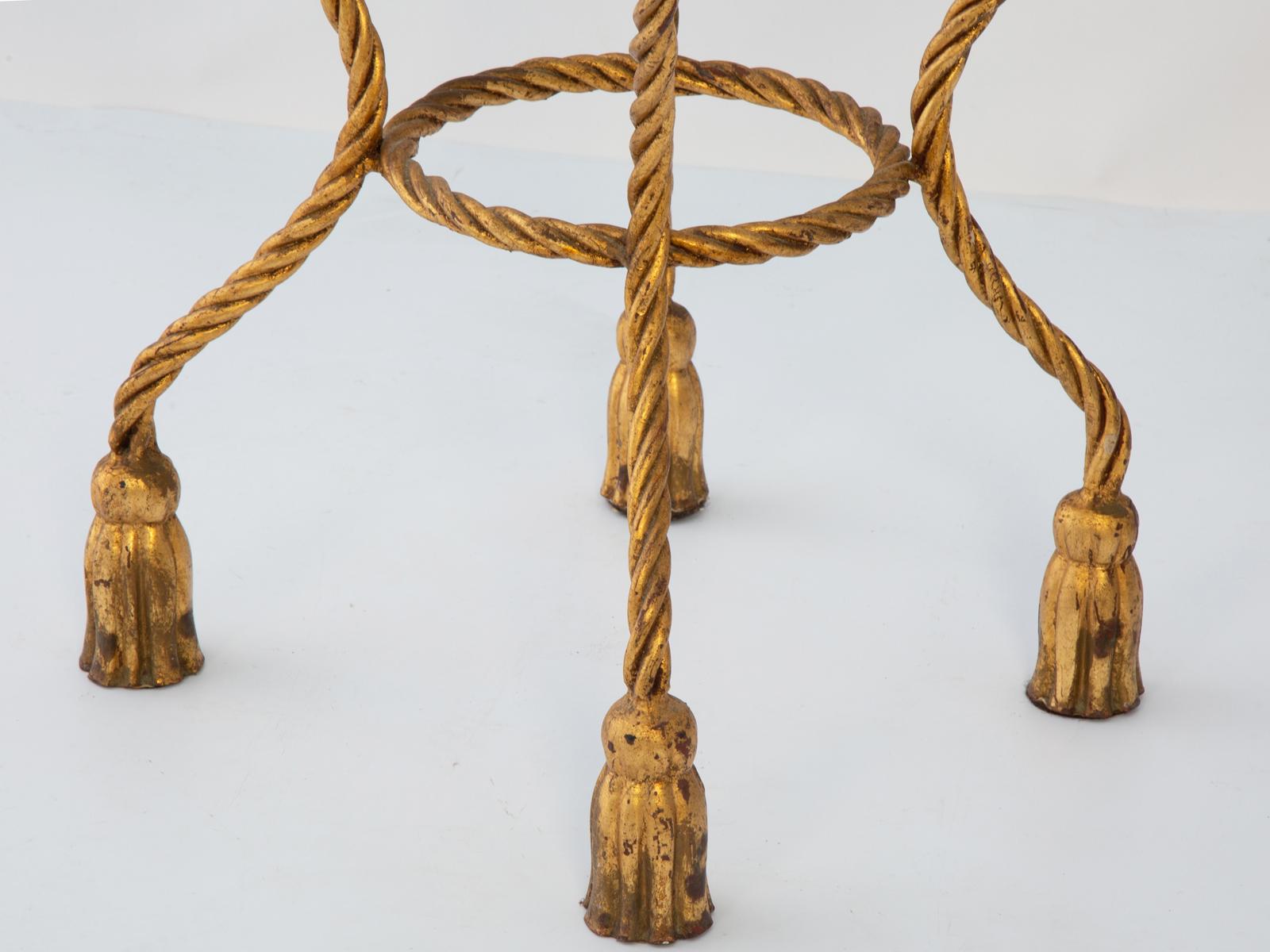 Gilded-Iron Rope and Tassel Accent Table (Geschmiedet) im Angebot