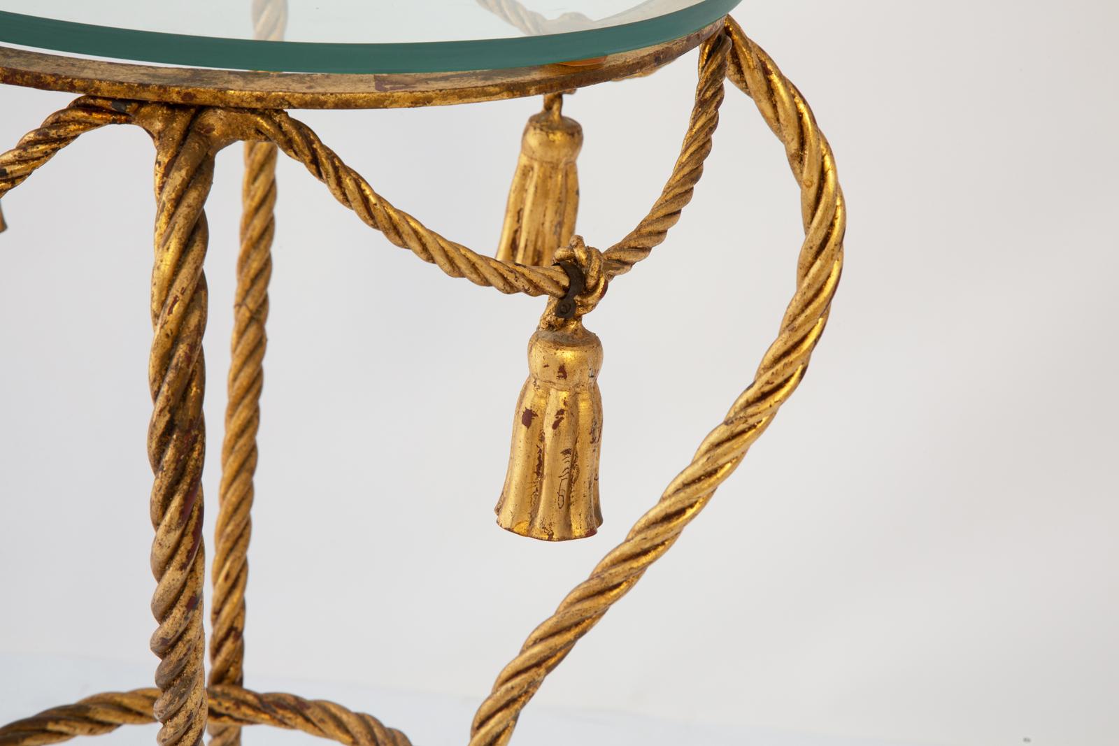 Gilded-Iron Rope and Tassel Accent Table im Zustand „Gut“ im Angebot in West Palm Beach, FL