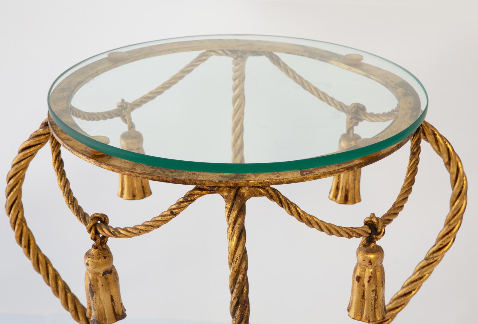 Gilded-Iron Rope and Tassel Accent Table (Eisen) im Angebot