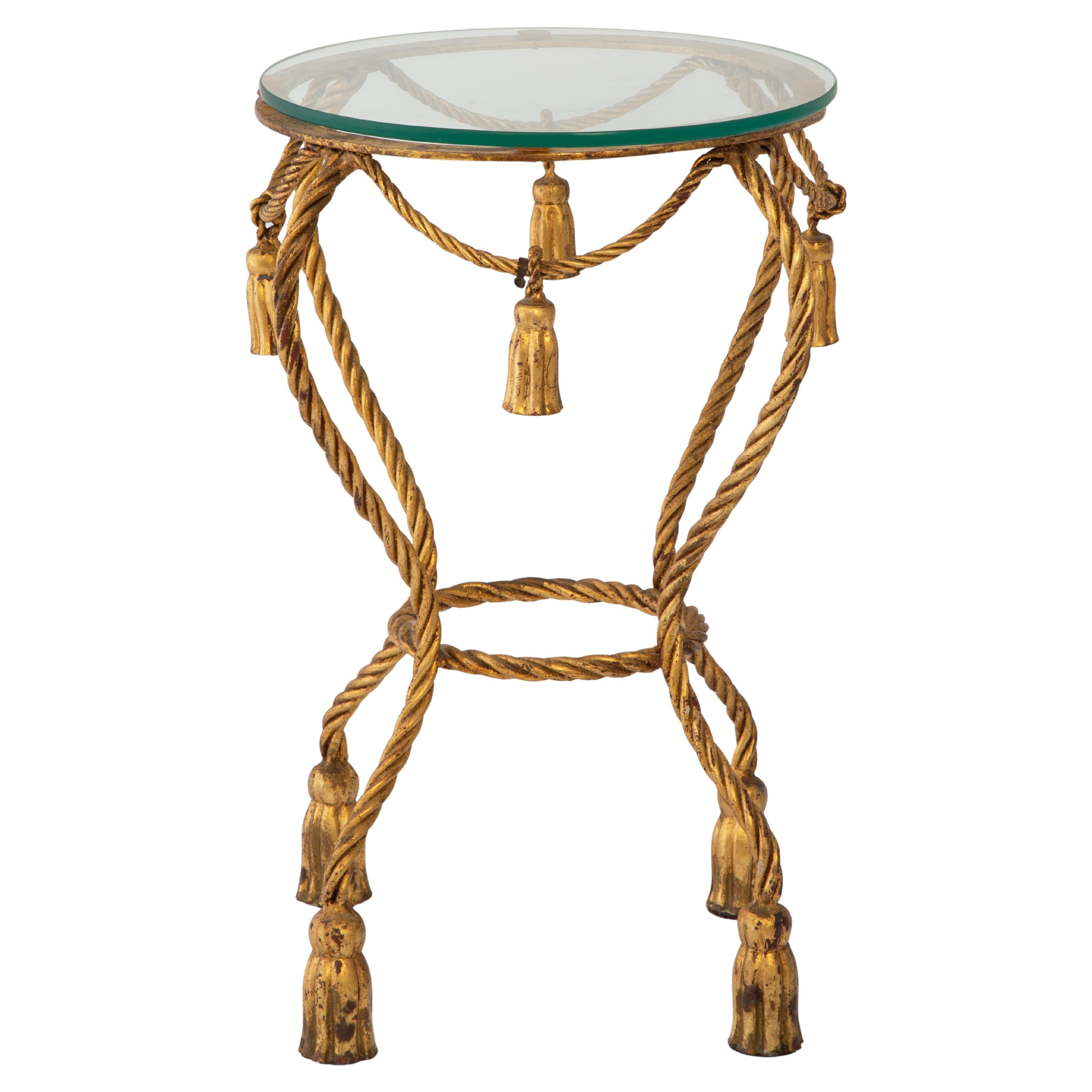 Gilded-Iron Rope and Tassel Accent Table im Angebot