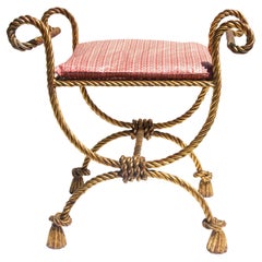 Gilded Iron Rope and Tassel Bench Attributed to  Niccolini