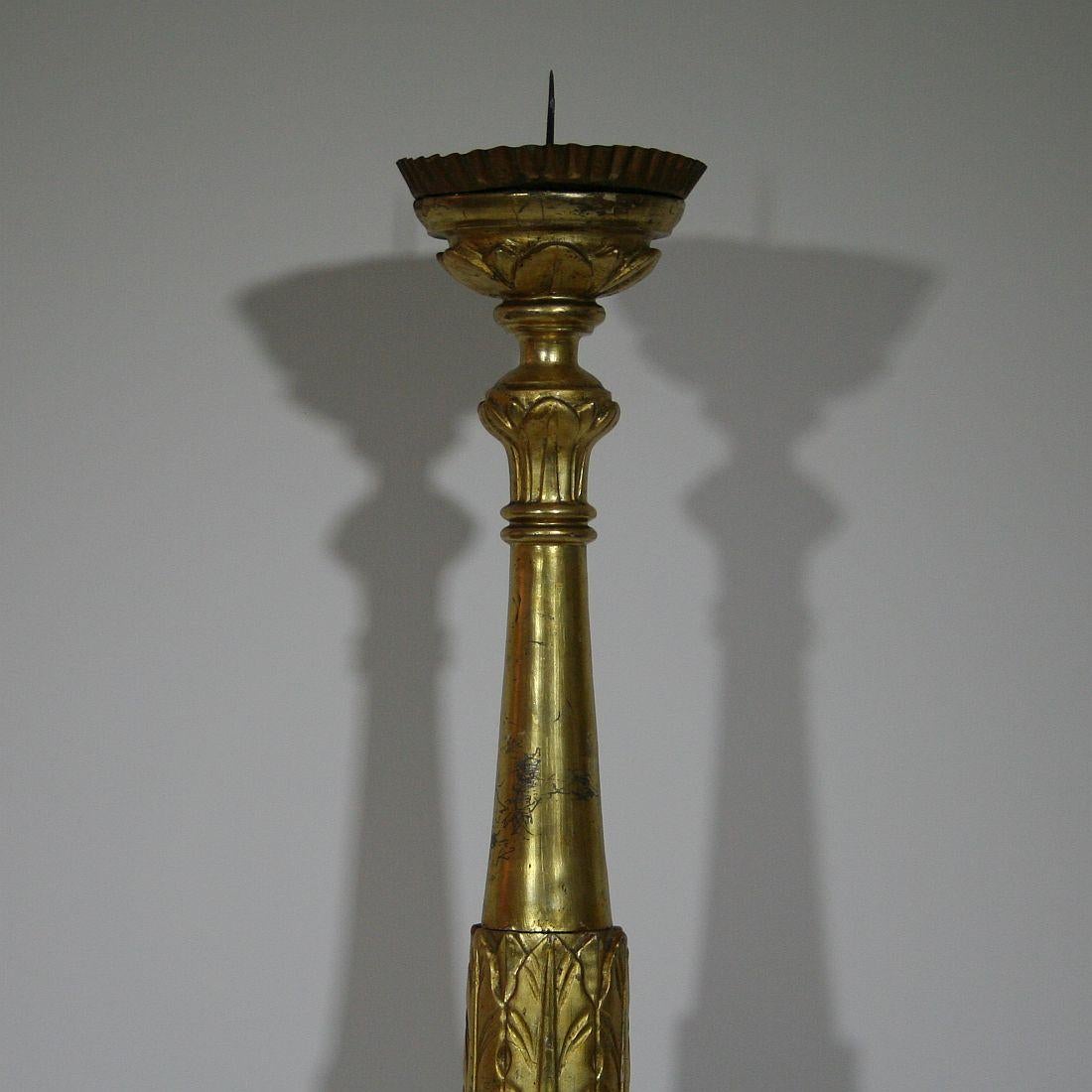 Gilded Italian 18th Century Neoclassical Wooden Candlestick 2