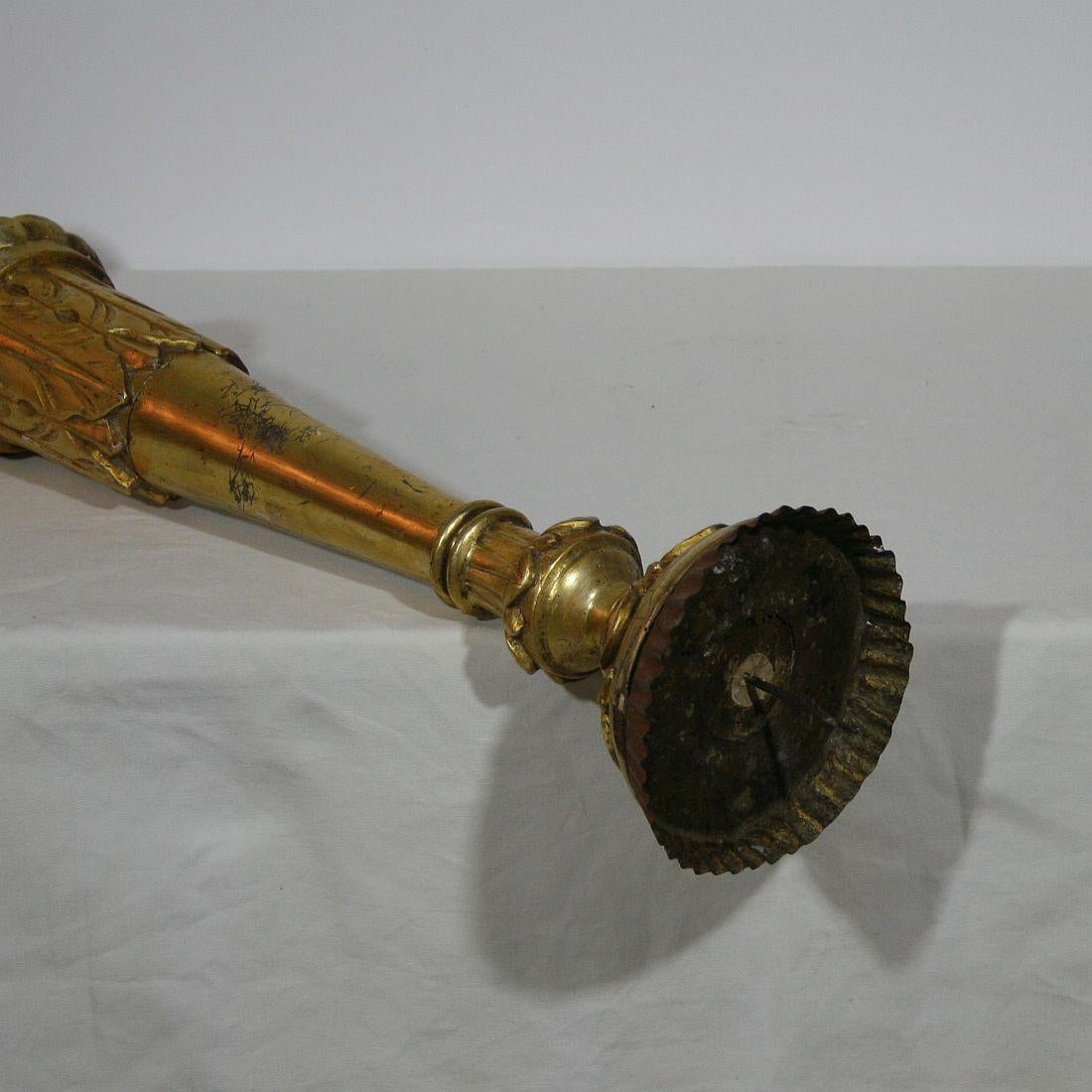 Gilded Italian 18th Century Neoclassical Wooden Candlestick 5