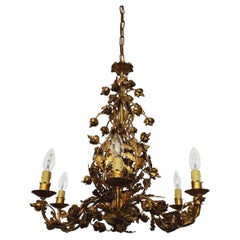 Gilded italian Hollywood Regency chandelier