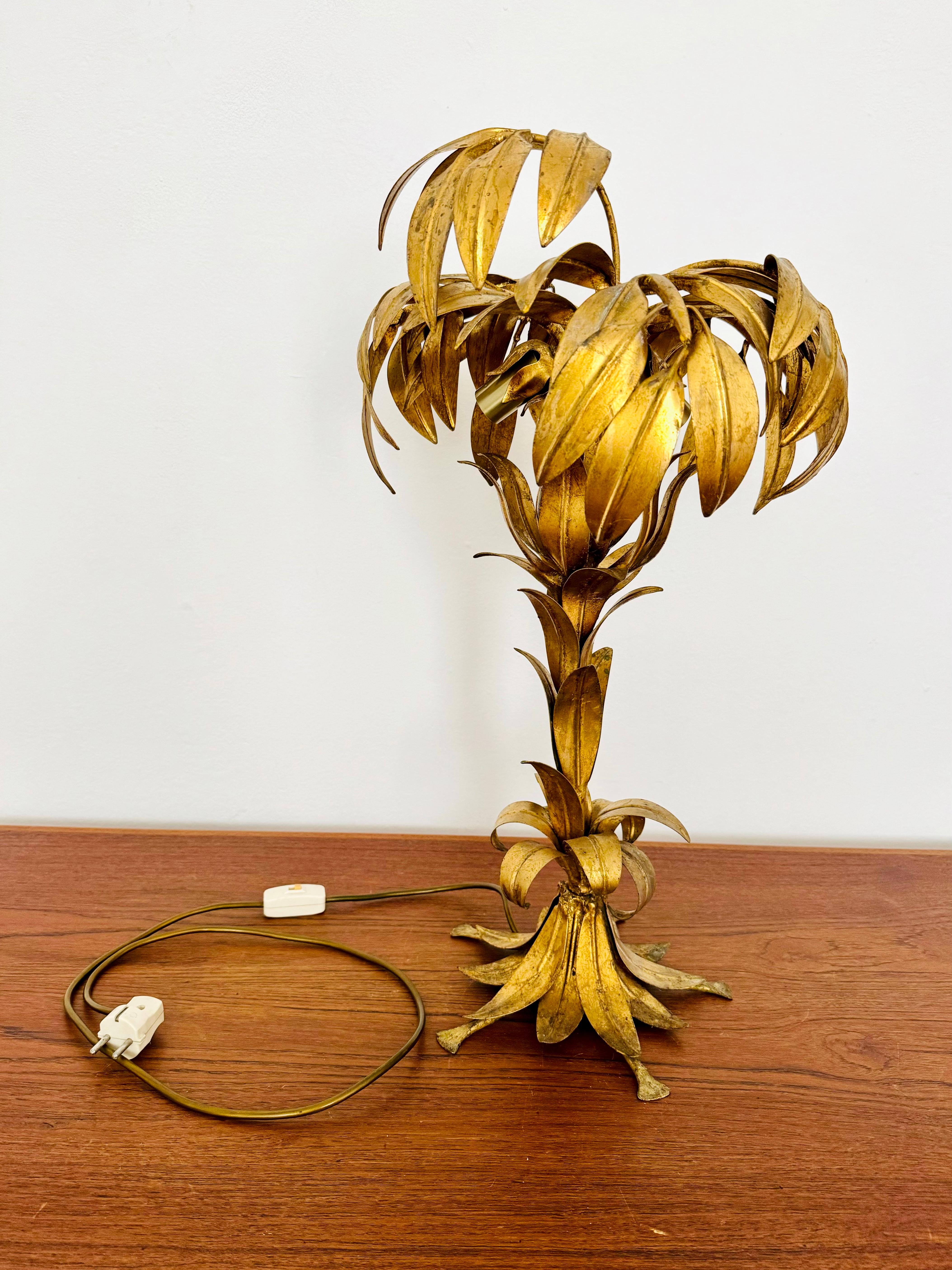 Gilded Italian Hollywood Regency Palm Tree Table Lamp by Hans Kögl For Sale 6