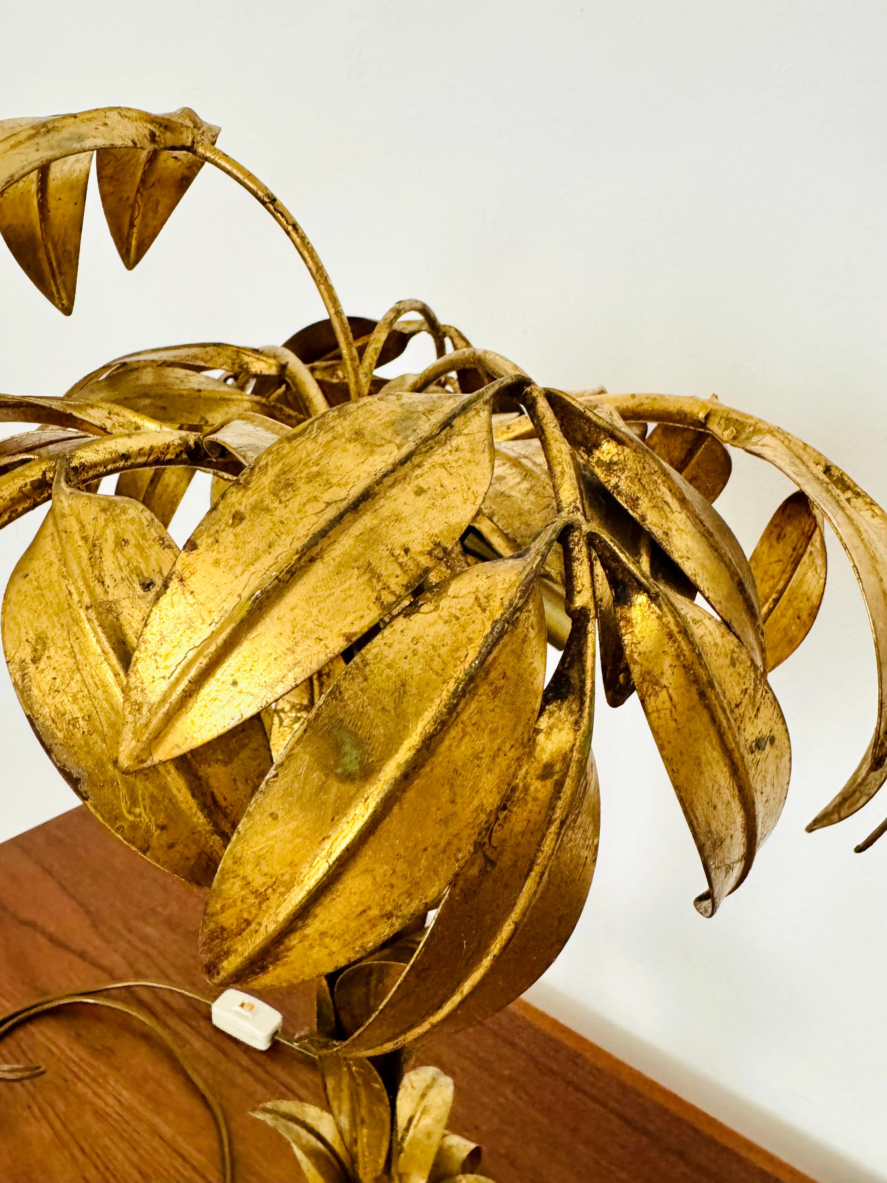 Gilded Italian Hollywood Regency Palm Tree Table Lamp by Hans Kögl For Sale 7