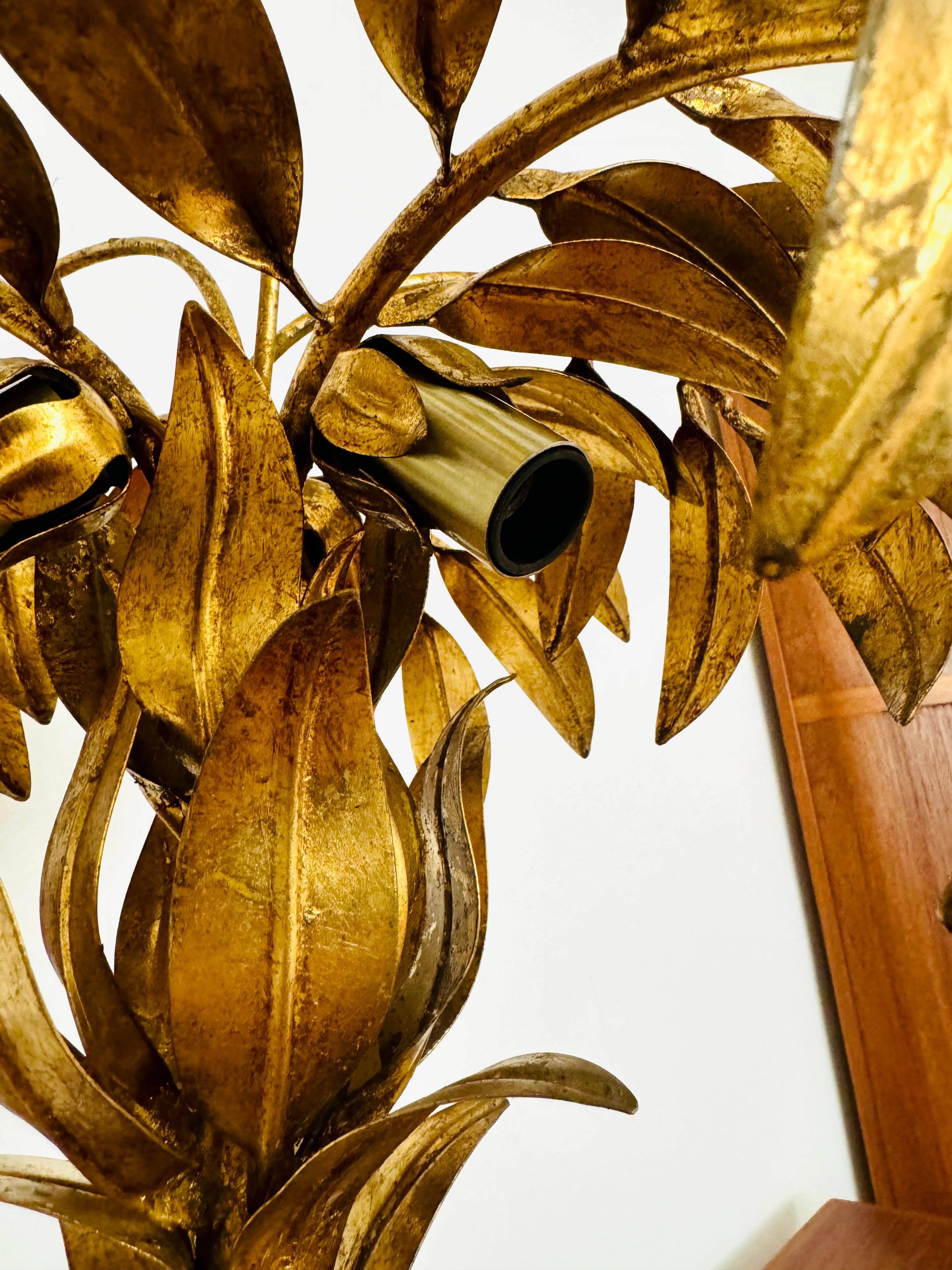 Gilded Italian Hollywood Regency Palm Tree Table Lamp by Hans Kögl For Sale 8