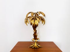 Gilded Italian Hollywood Regency Palm Tree Table Lamp by Hans Kögl