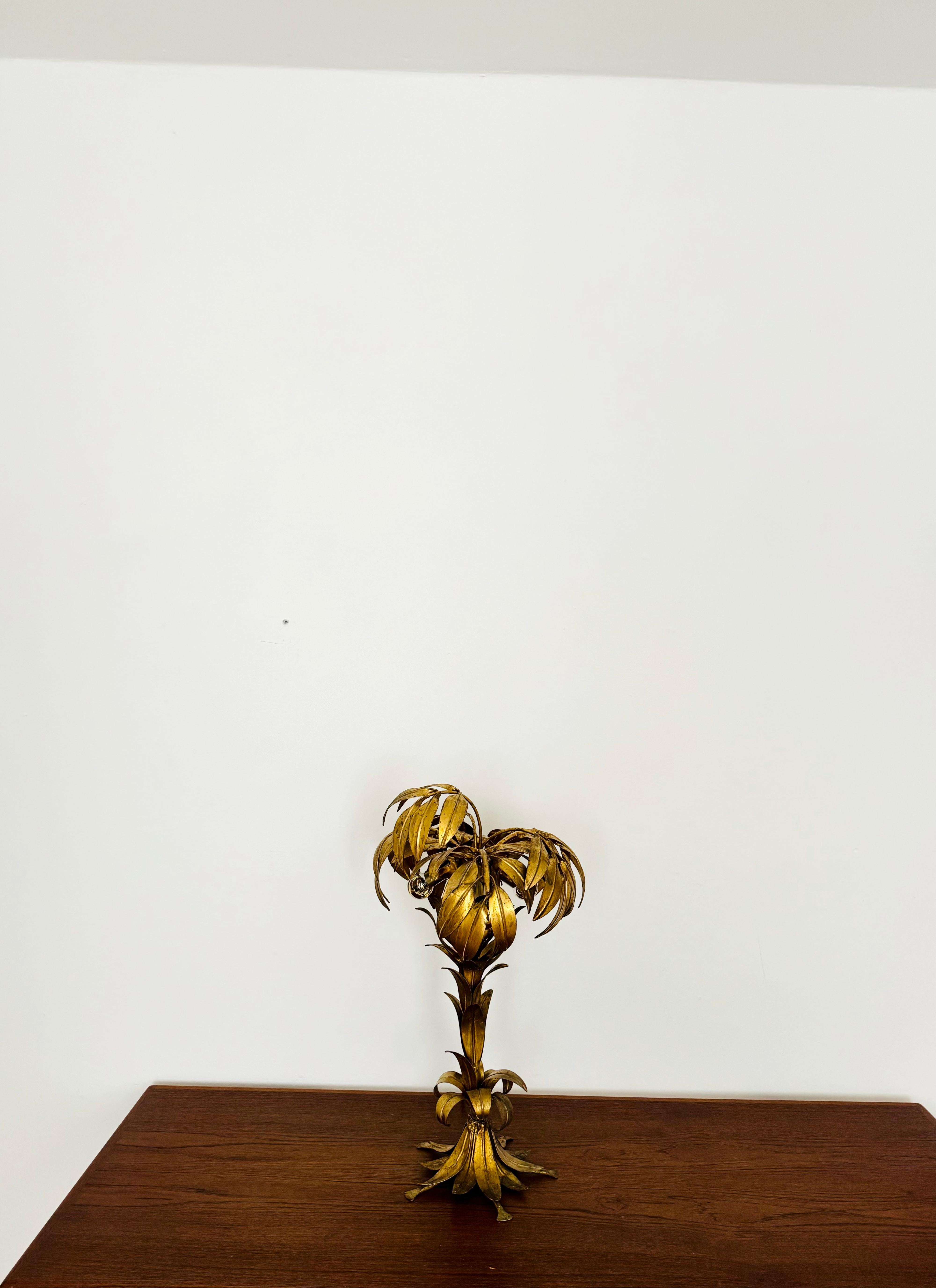 Metal Gilded Italian Hollywood Regency Palm Tree Table Lamp by Hans Kögl For Sale