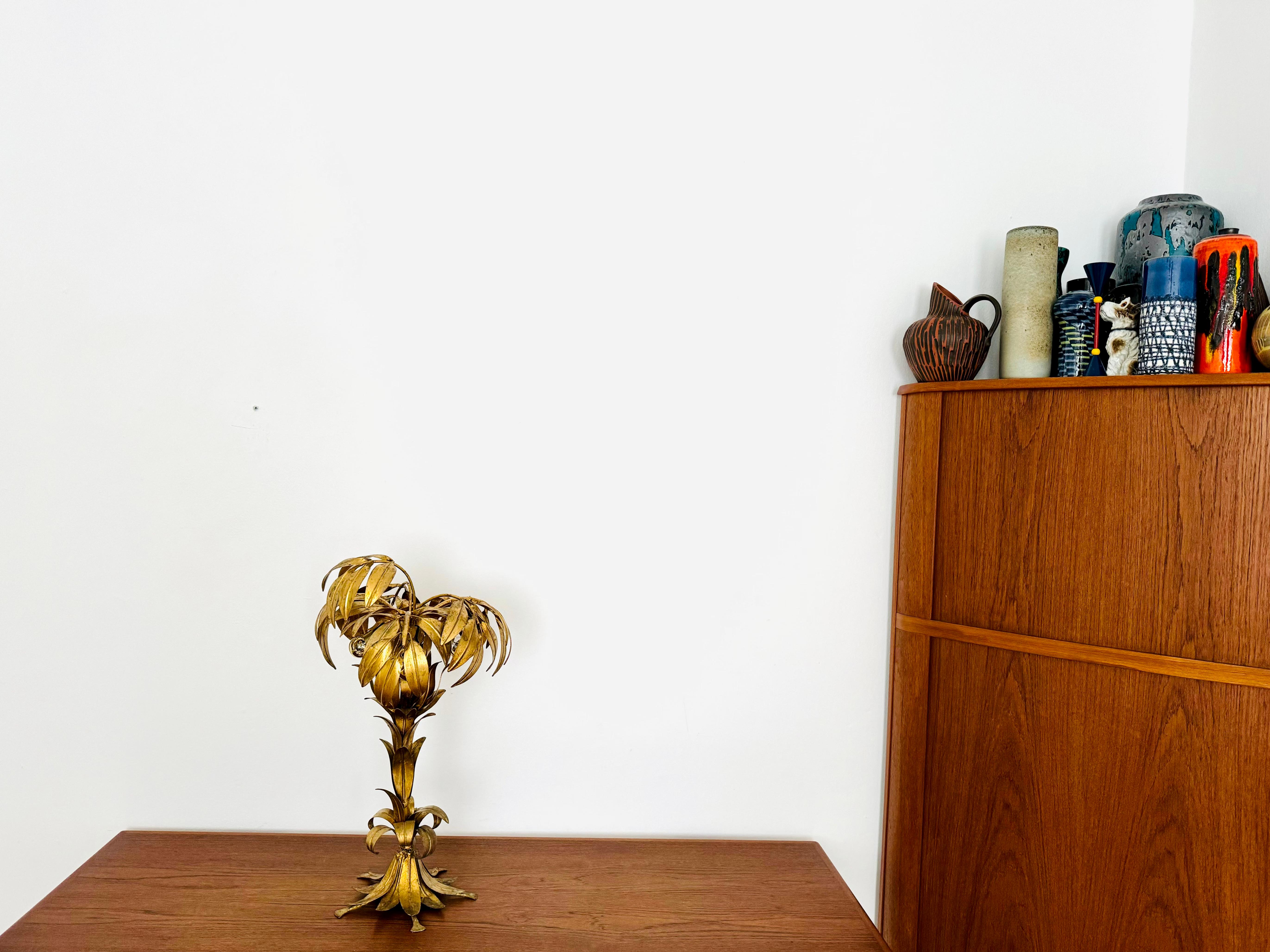 Gilded Italian Hollywood Regency Palm Tree Table Lamp by Hans Kögl For Sale 1