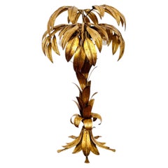 Gilded Italian Hollywood Regency Palm Tree Table Lamp by Hans Kögl