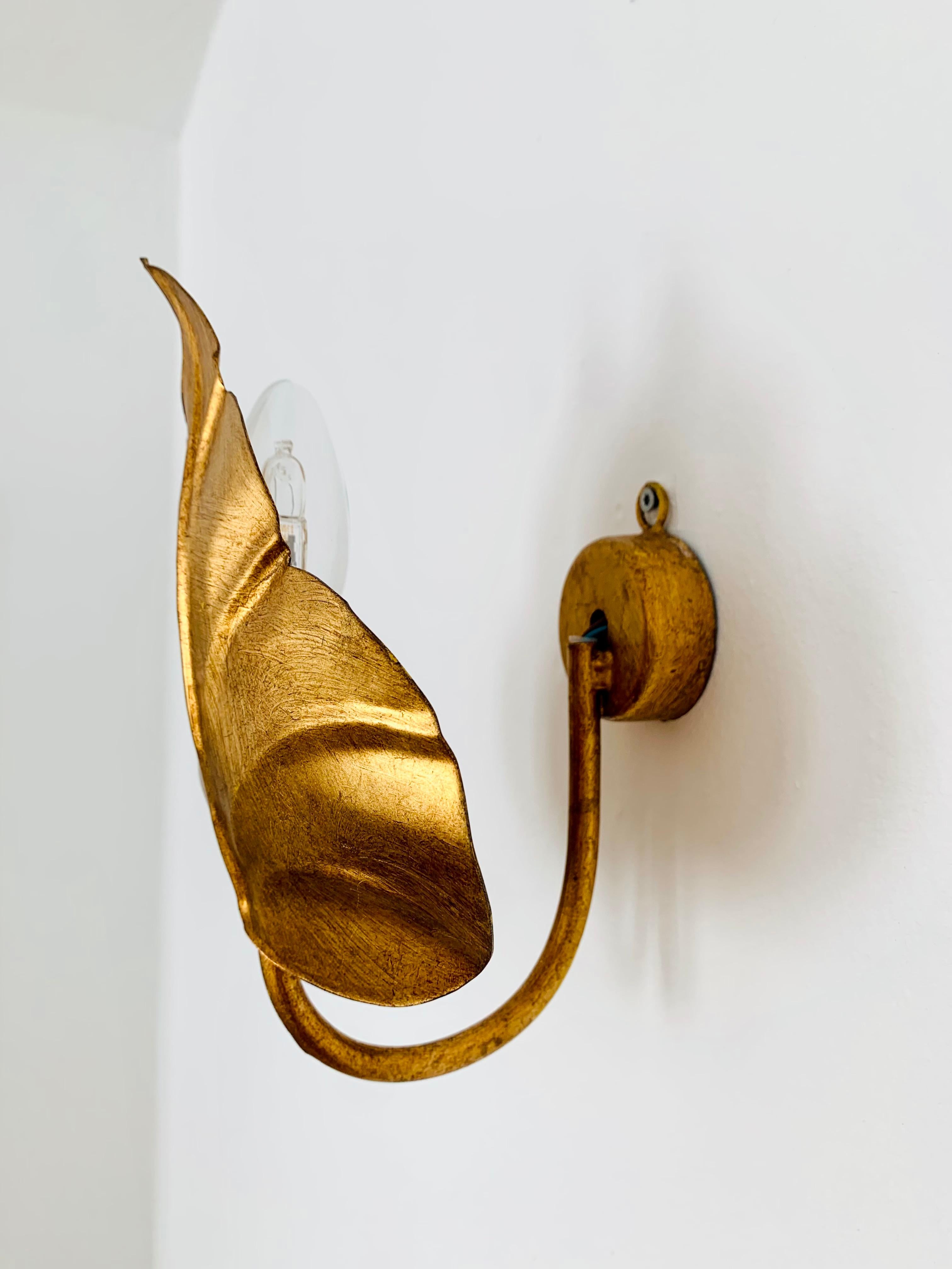 Late 20th Century Gilded Italian Metal Wall Lamp by Hans Kögl