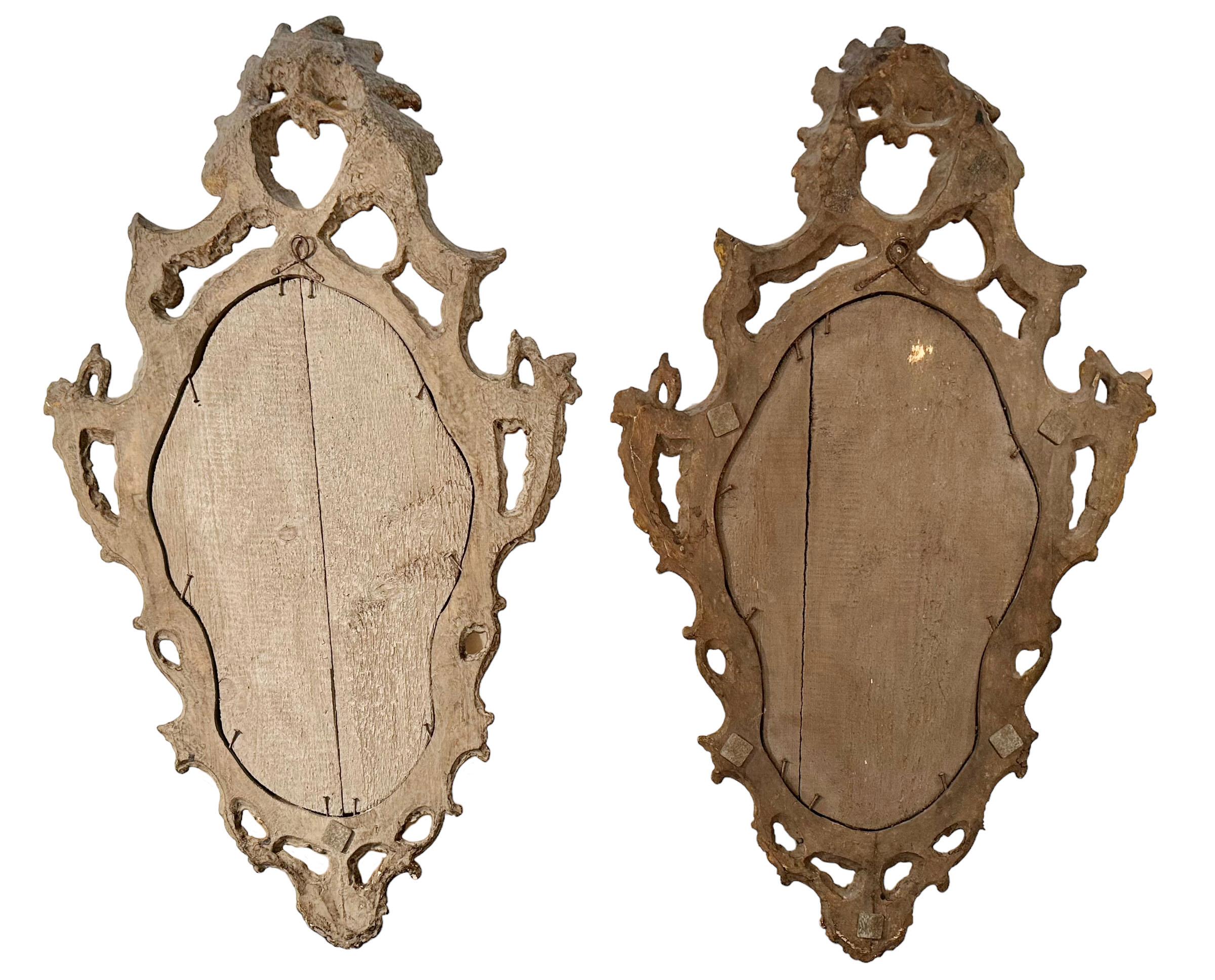 Late 19th Century Gilded Italian Rococo Style Mirrors - A Pair For Sale