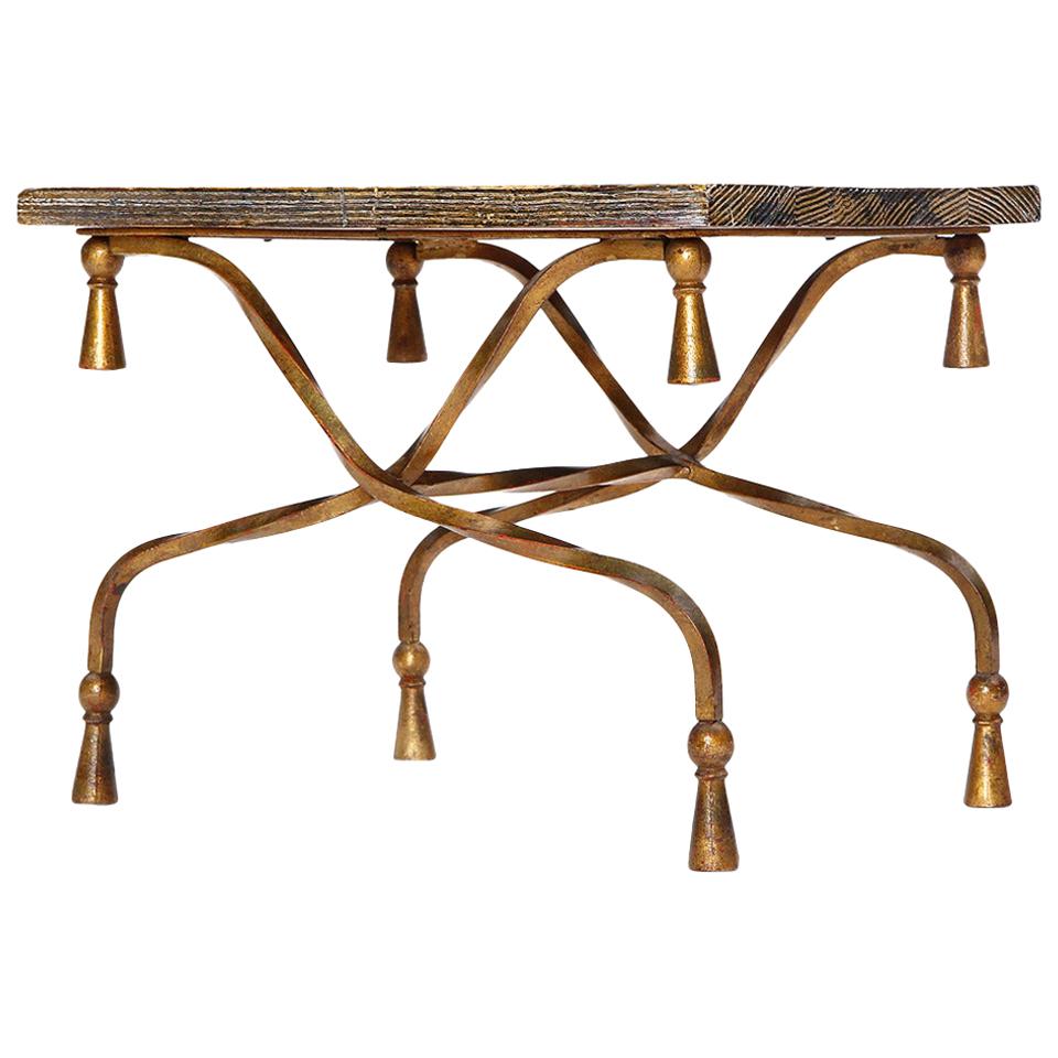Gilded Italian Wrought Iron Table For Sale