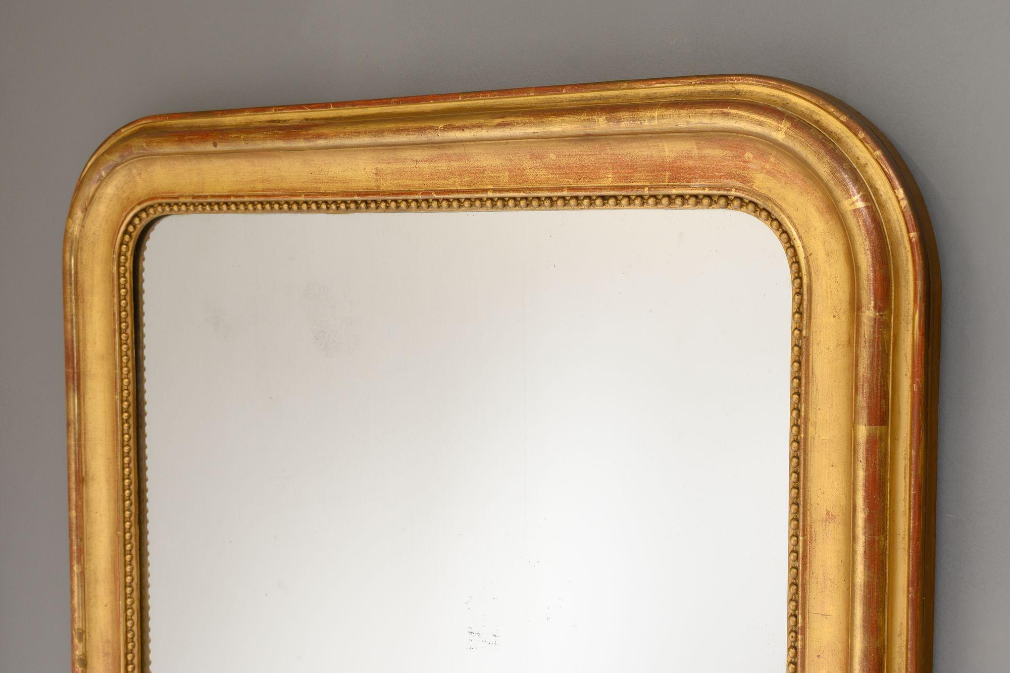 Glass Gilded Louis Philippe Mirror For Sale