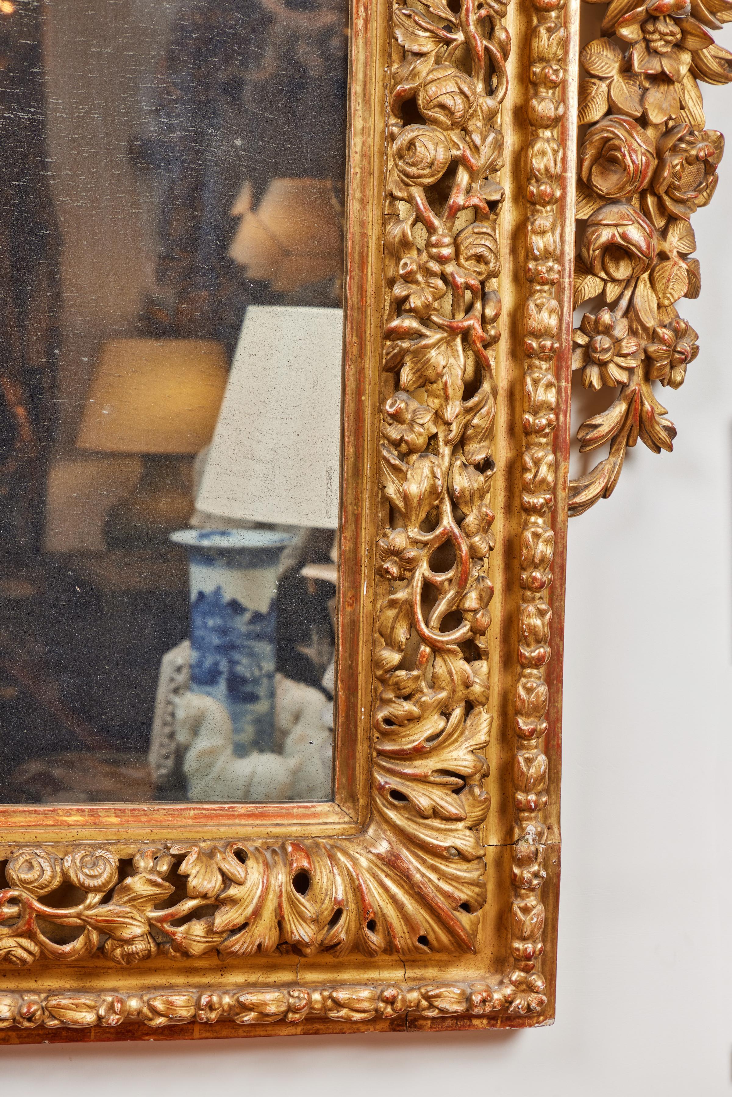Gilded Louis XIV Style Mirror In Good Condition For Sale In Newport Beach, CA