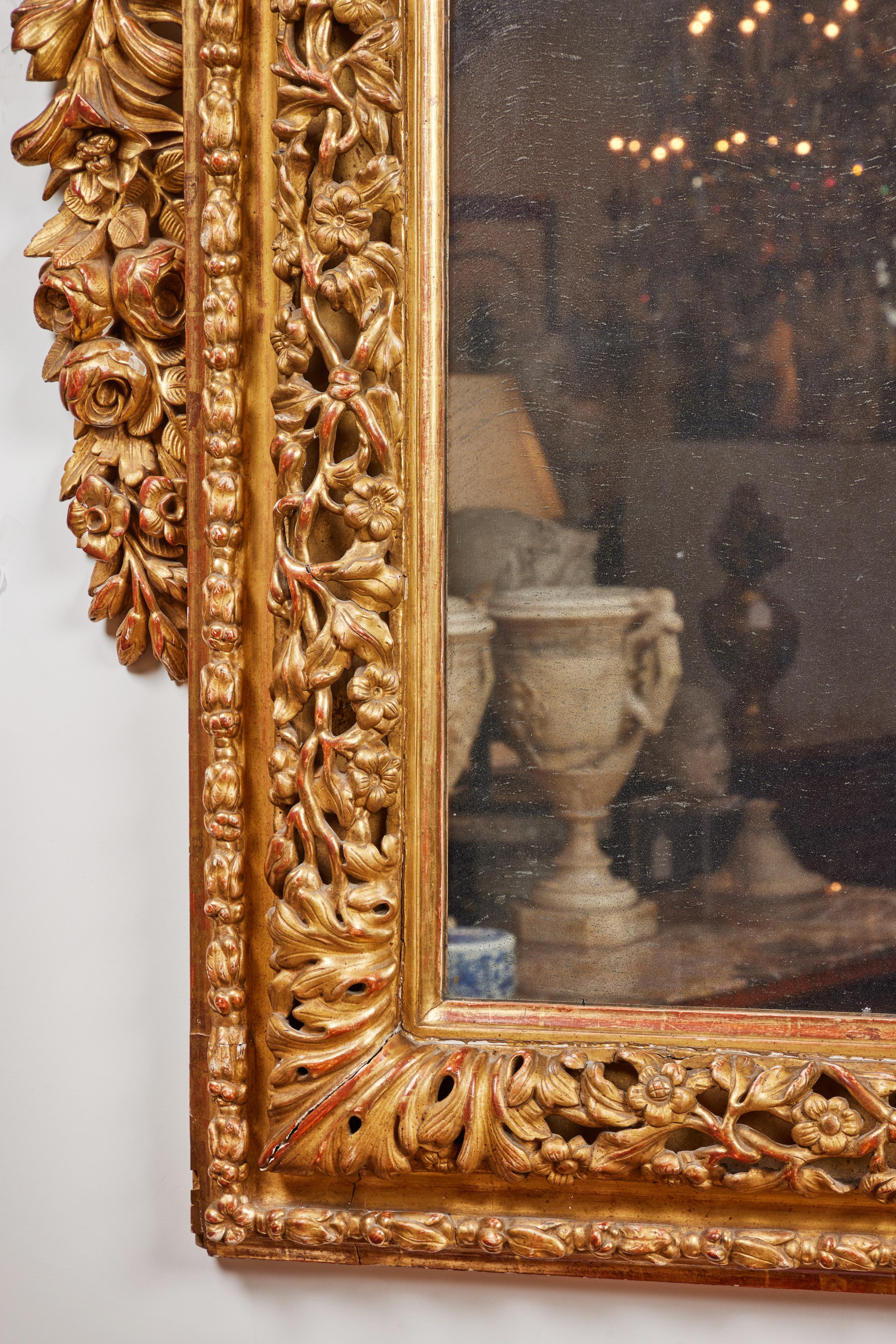 Début du XIXe siècle Miroir doré de style Louis XIV en vente