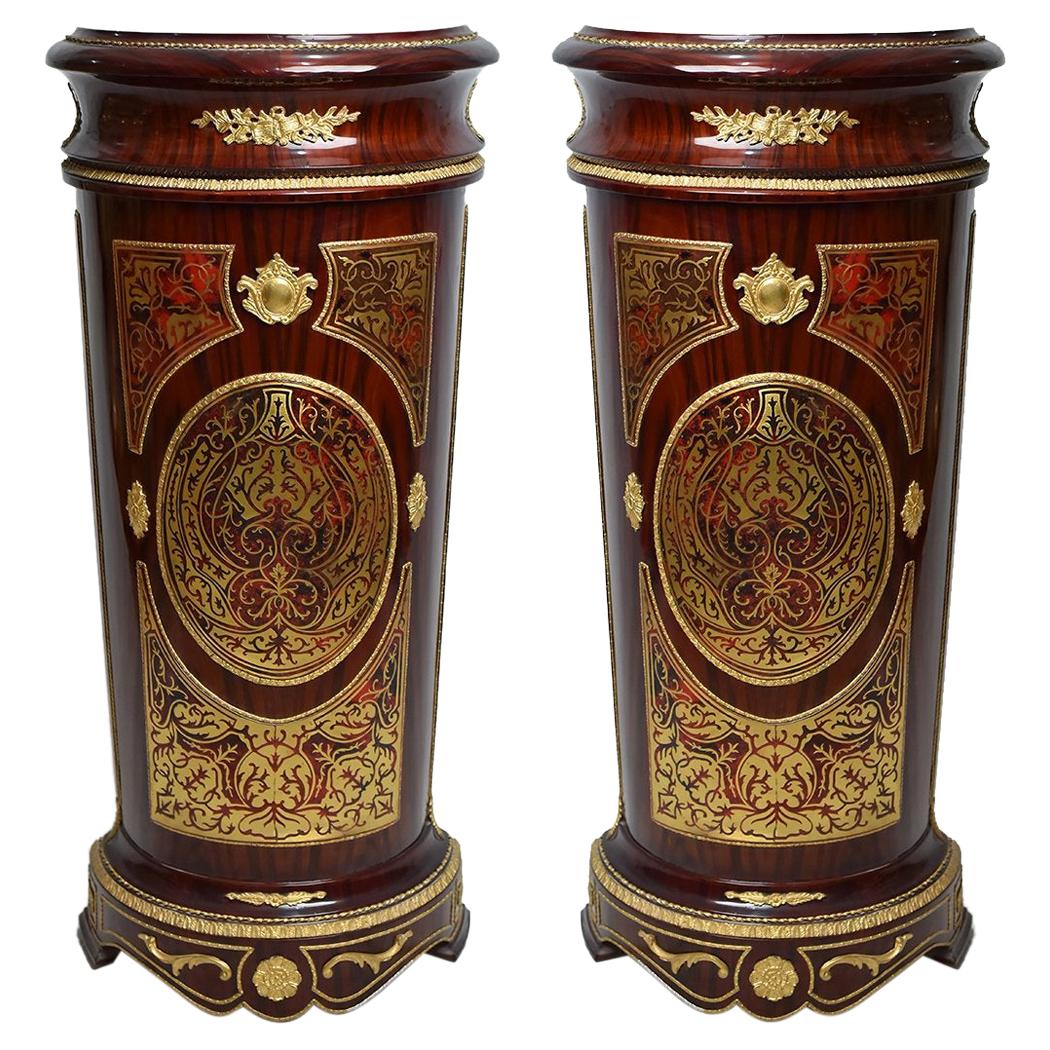 Gilded Louis XV Style Boulle Pedestal '2 Set', 20th Century For Sale