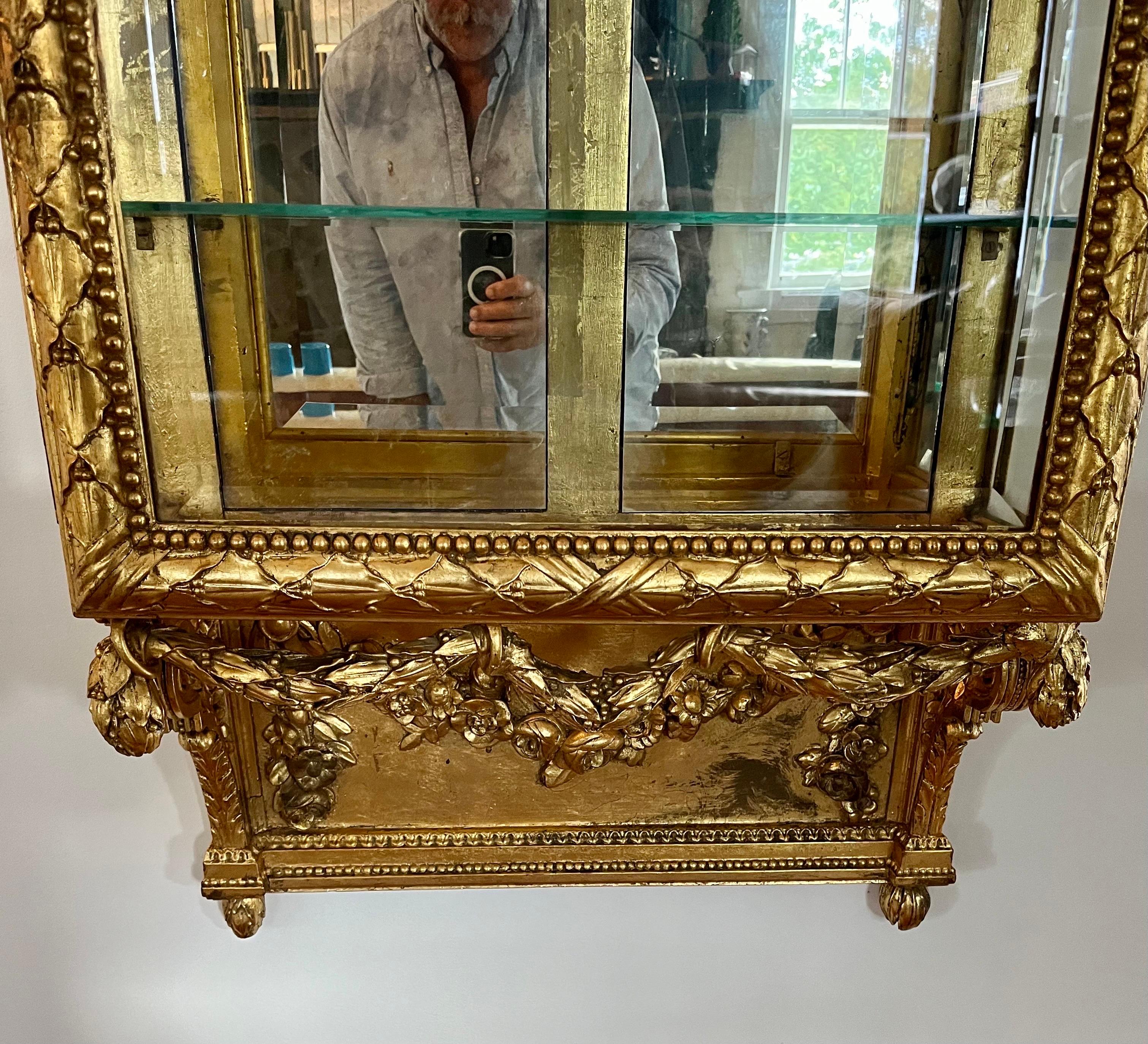 Gilded Louis XVI Hanging Wall Vitrine For Sale 1