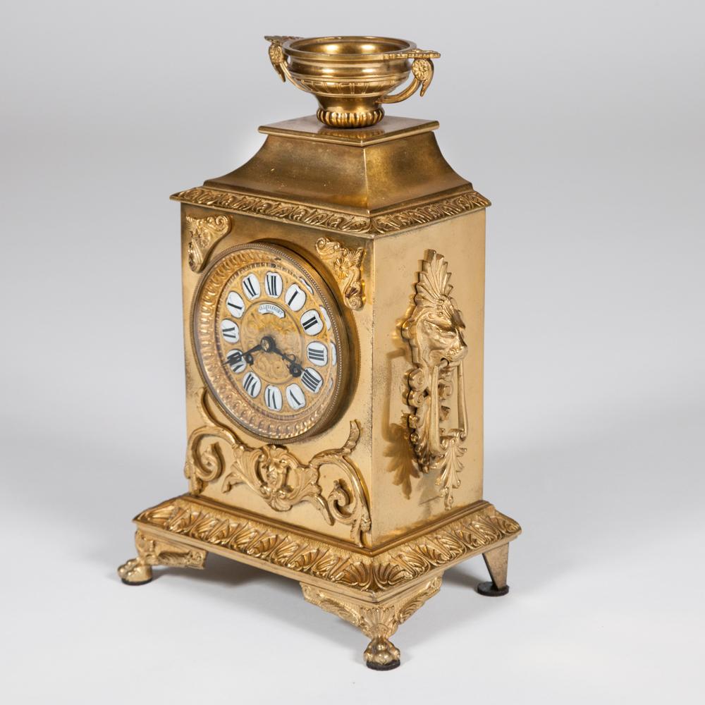 Belle Époque Gilded Mantle Clock by Levassort of Paris For Sale