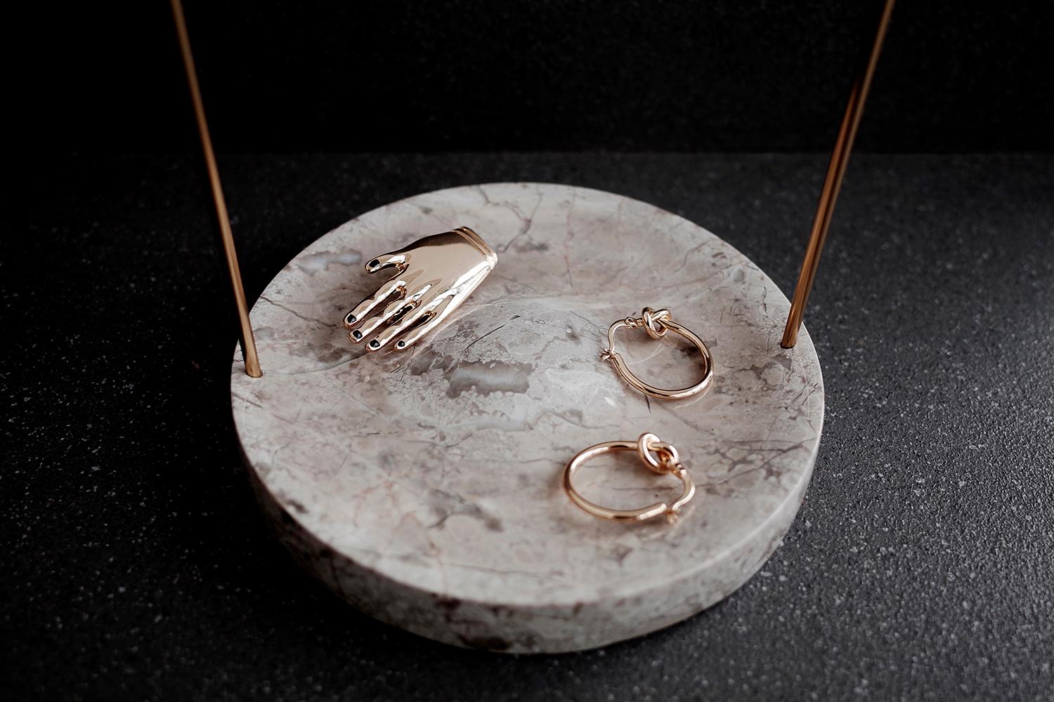 Stainless Steel Gilded Marble Jewellery Stand For Sale