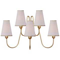 Gilded Medium Wall Sconce with Linen Shades