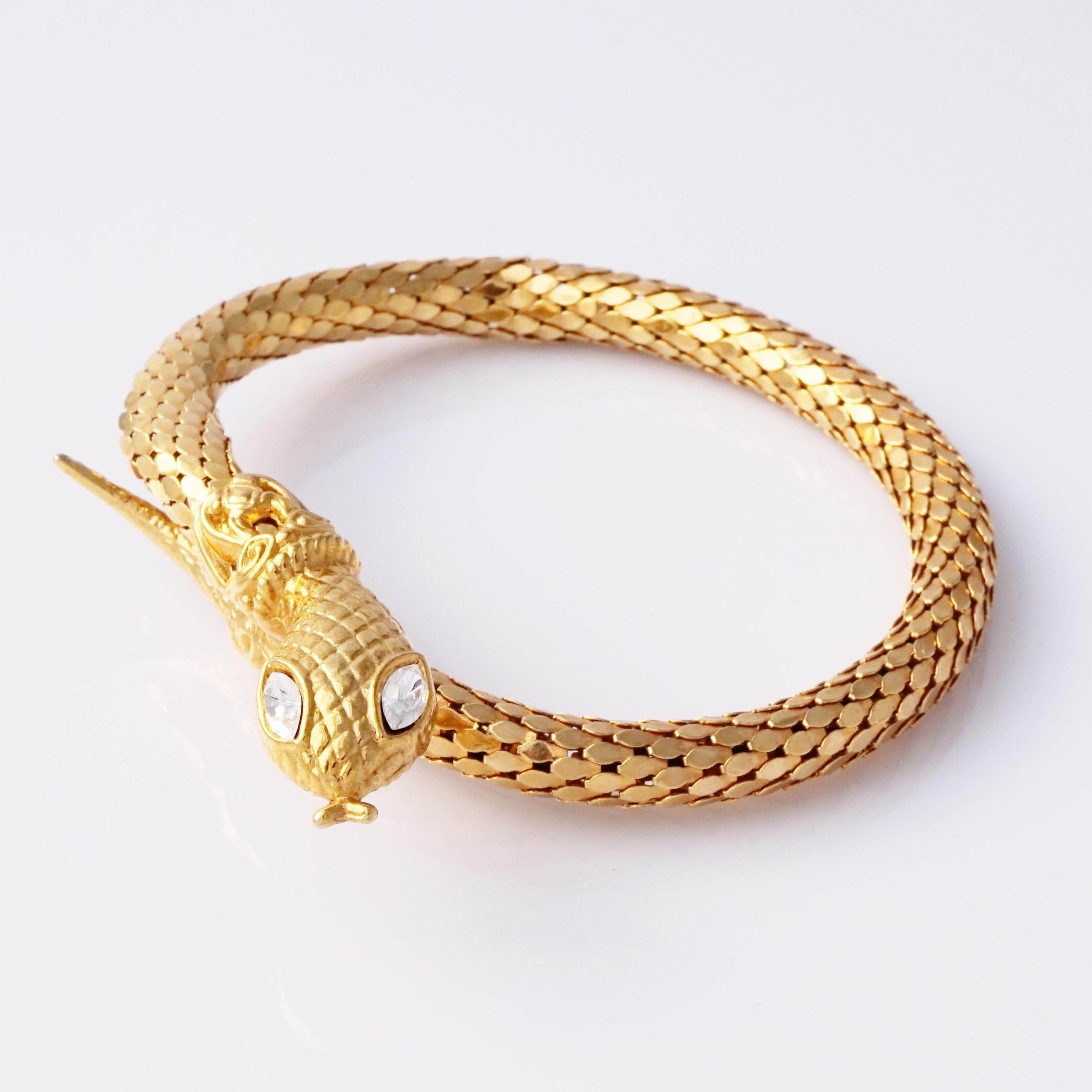 Modern Gilded Mesh Snake Wrap Bangle Bracelet By DL Auld Co, 1970s