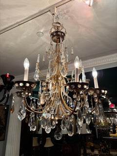 Bagues Style Gilded Metal and Crystal Chandelier