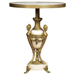 Gilded Metal and White Marble Coffee Table