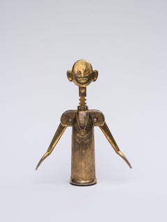 Gilded Metal Corkscrew by Aldo Colombo "Pierre the Sommelier" - Italy 1980s