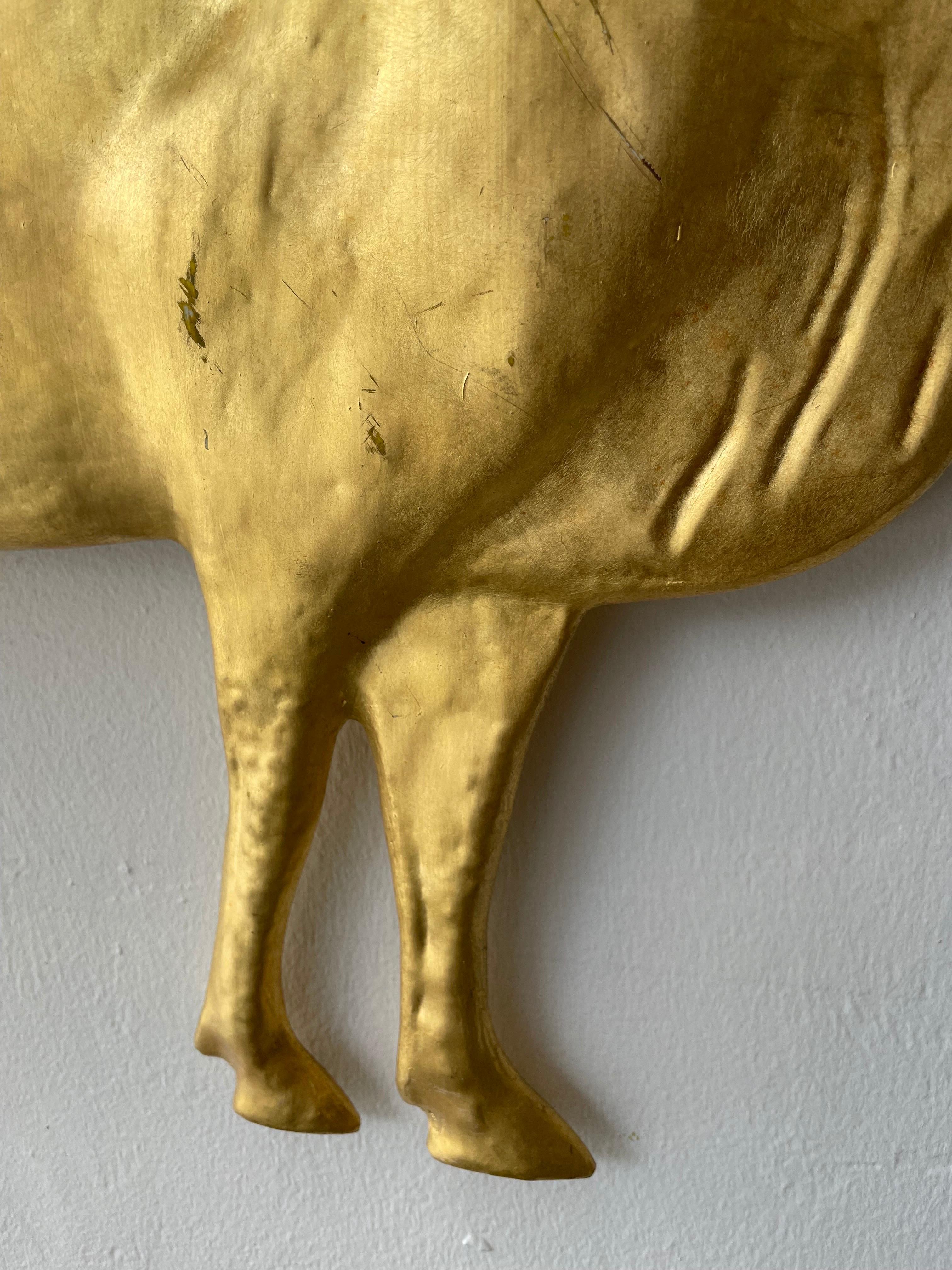 American Gilded Metal Cow Wall Sculpture